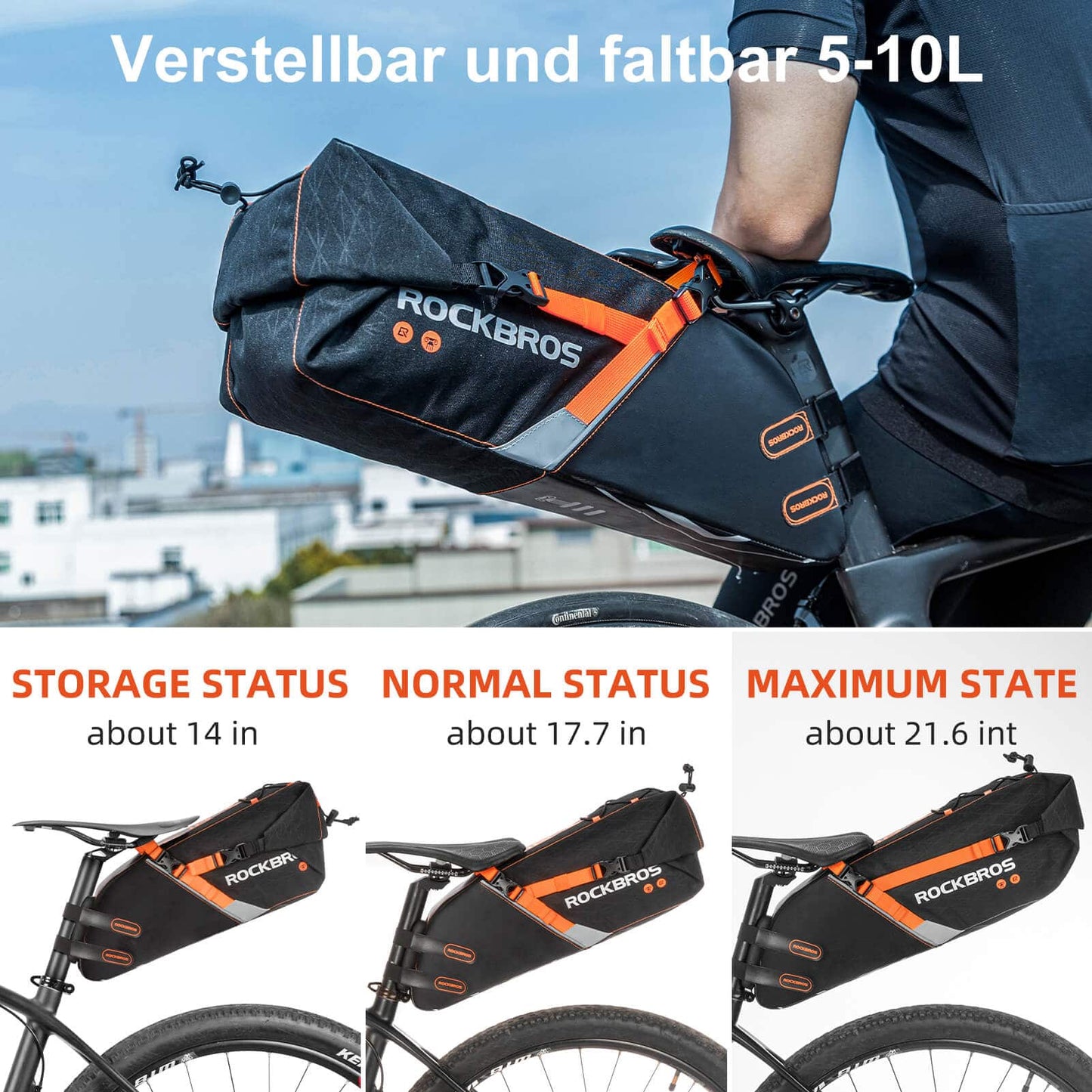 Sacoche de selle étanche pour VTT et vélos de route, 10 L, ROCKBROS