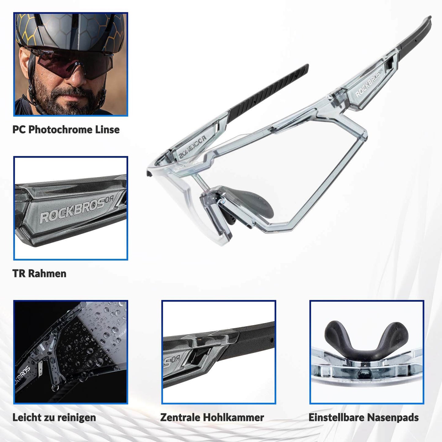 Lunettes de soleil, lunettes de cyclisme, verres teintés, pour l'extérieur, protection UV400, ROCKBROS