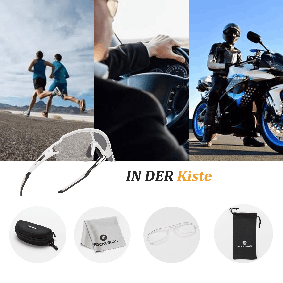 Lunettes de soleil pour hommes et femmes, lunettes de cyclisme avec protection UV, ROCKBROS
