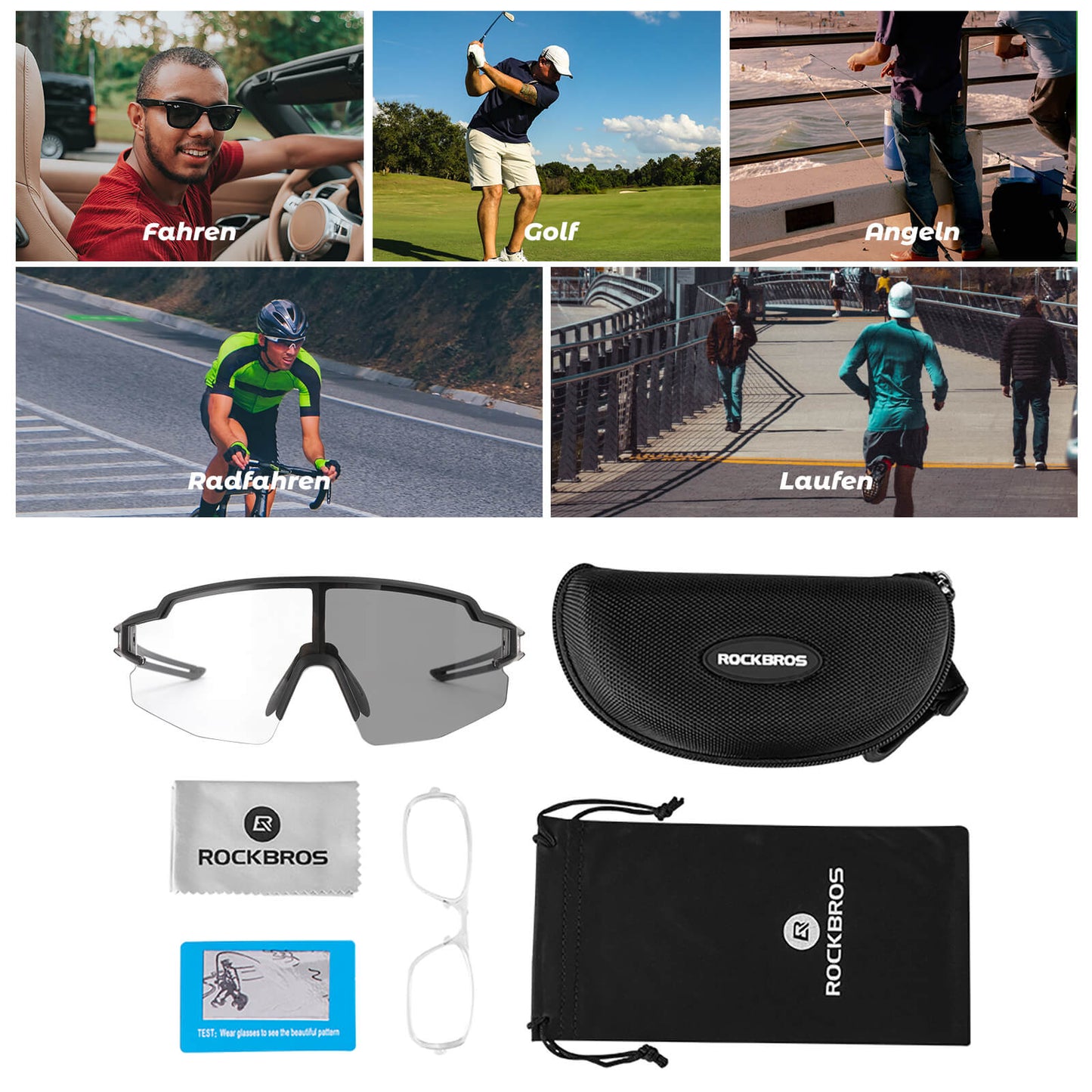 Lunettes de soleil pour hommes et femmes, lunettes de cyclisme avec protection UV, ROCKBROS