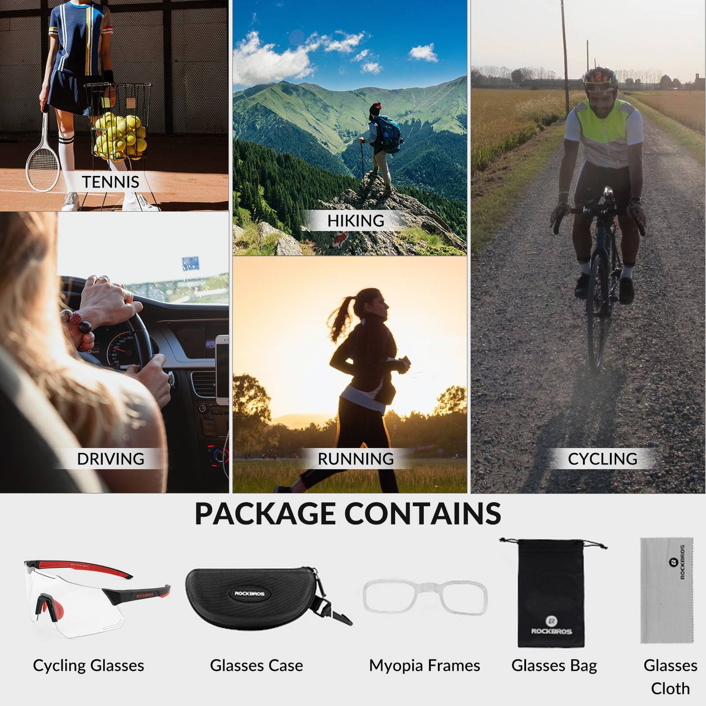 Lunettes de soleil de cyclisme avec protection UV400 pour femmes et hommes ROCKBROS