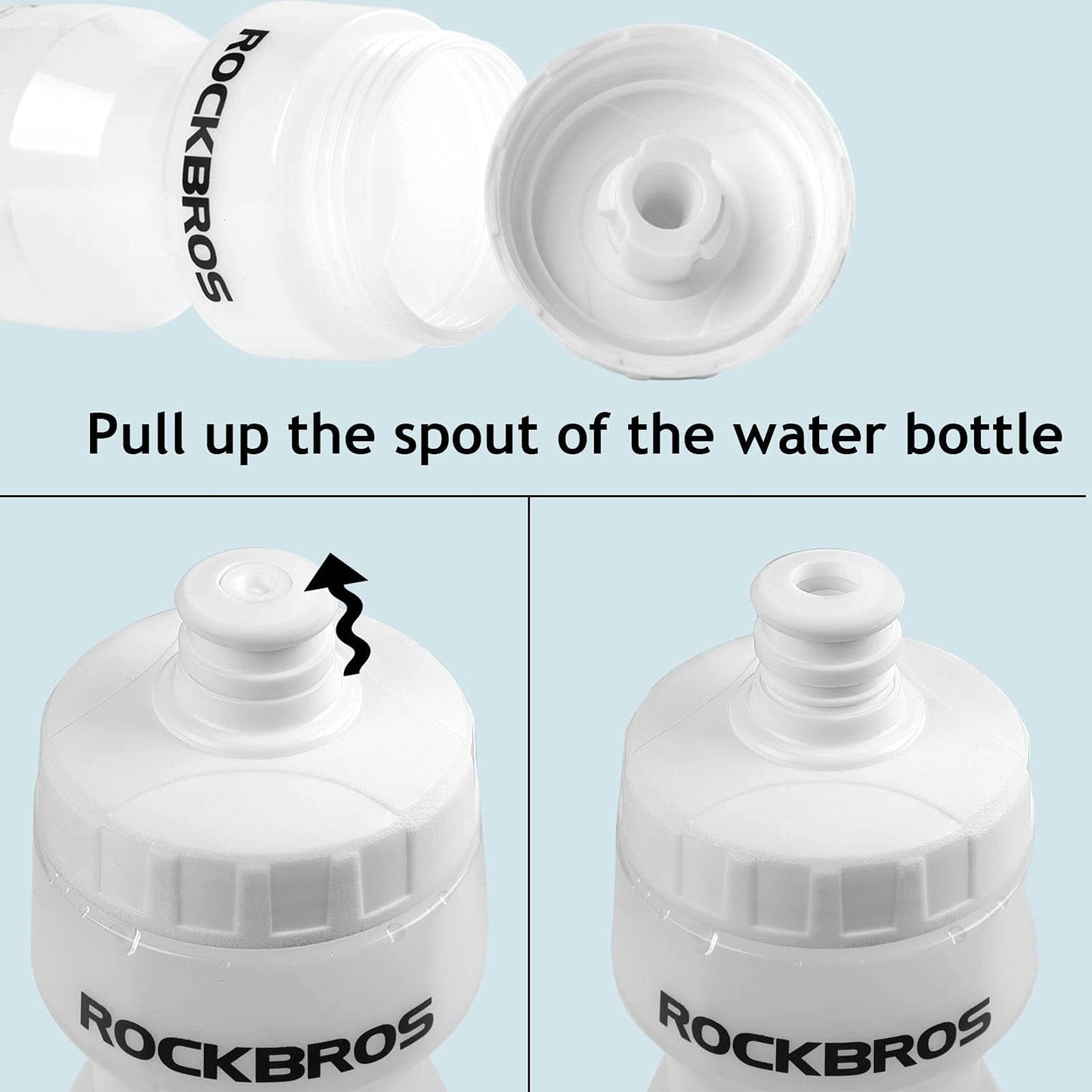 Gourde de sport ROCKBROS 600 ml en PP5, fournie avec une housse anti-poussière.