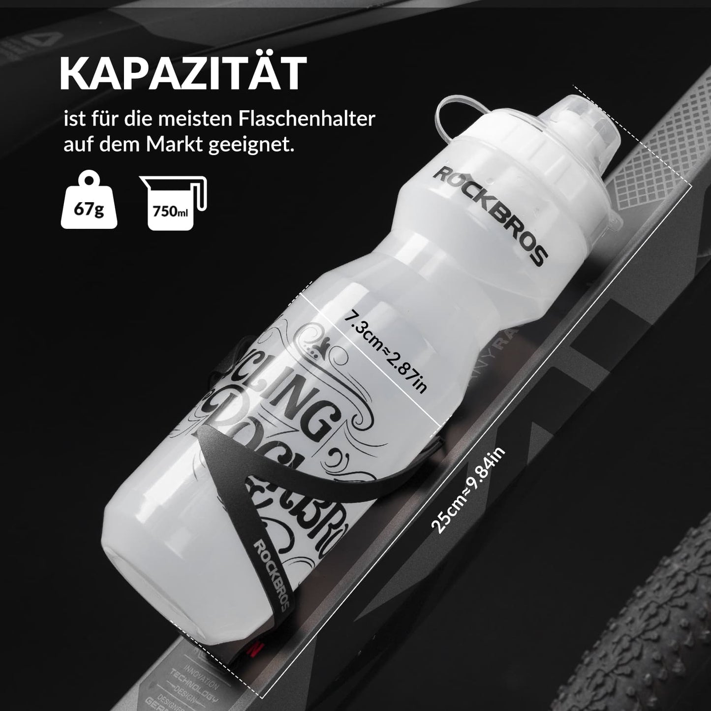 Gourde de sport 750 ml pour vélo, sans BPA, ROCKBROS