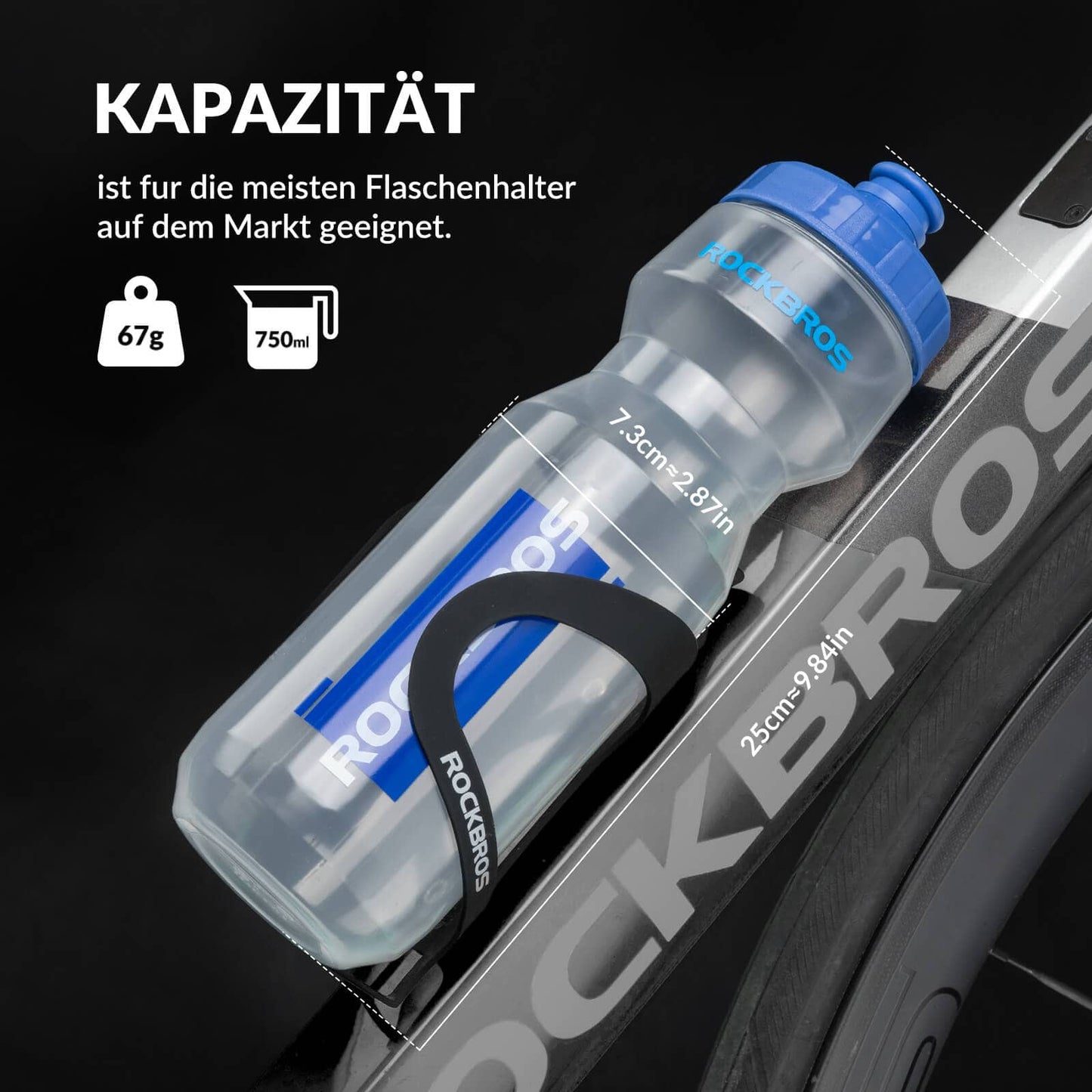Gourde de sport 750 ml pour vélo, sans BPA, ROCKBROS