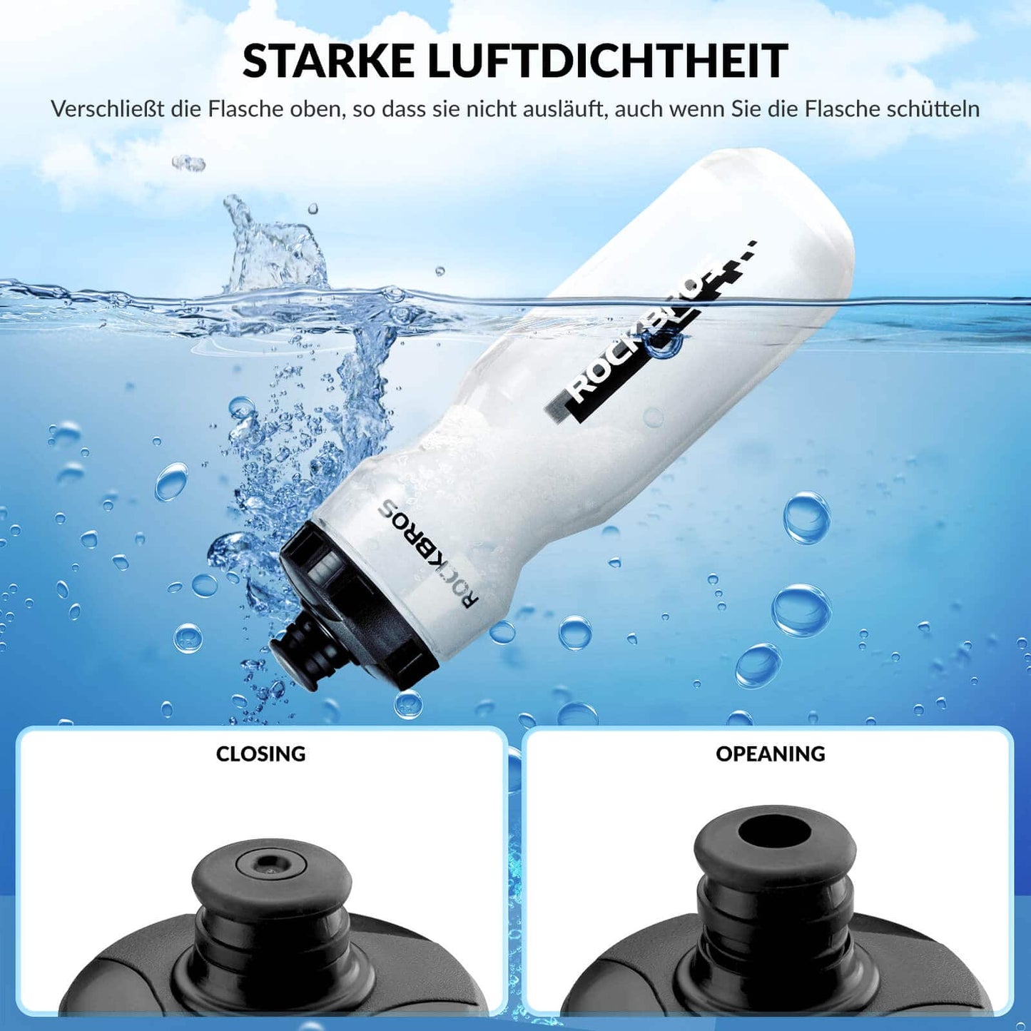 Gourde de sport 750 ml pour vélo, sans BPA, ROCKBROS