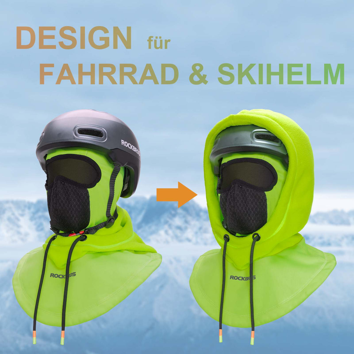 ROCKBROS Cagoule Coupe-Vent Vélo Full Face Masque Visage pour Cyclisme Ski