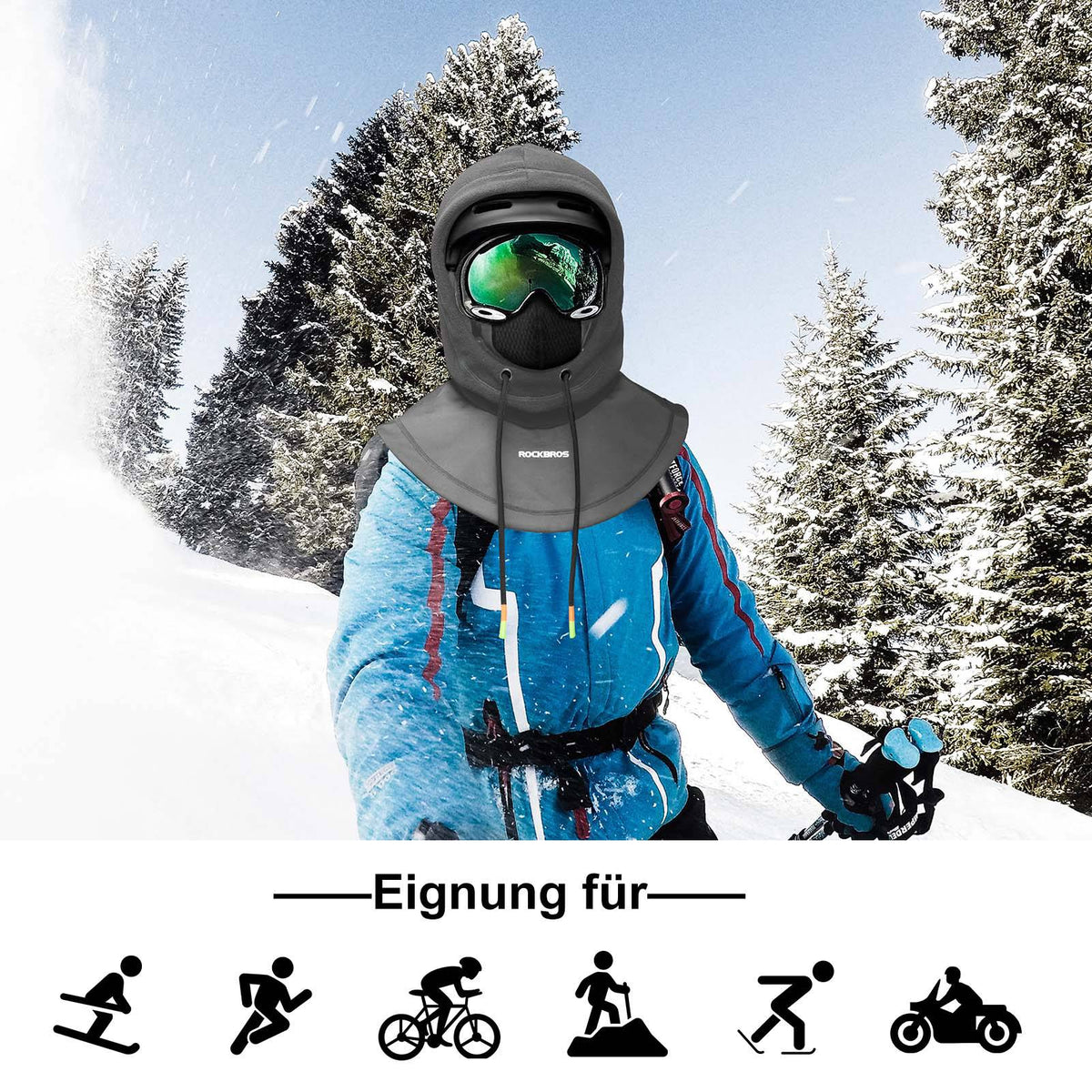 ROCKBROS Cagoule Coupe-Vent Vélo Full Face Masque Visage pour Cyclisme Ski