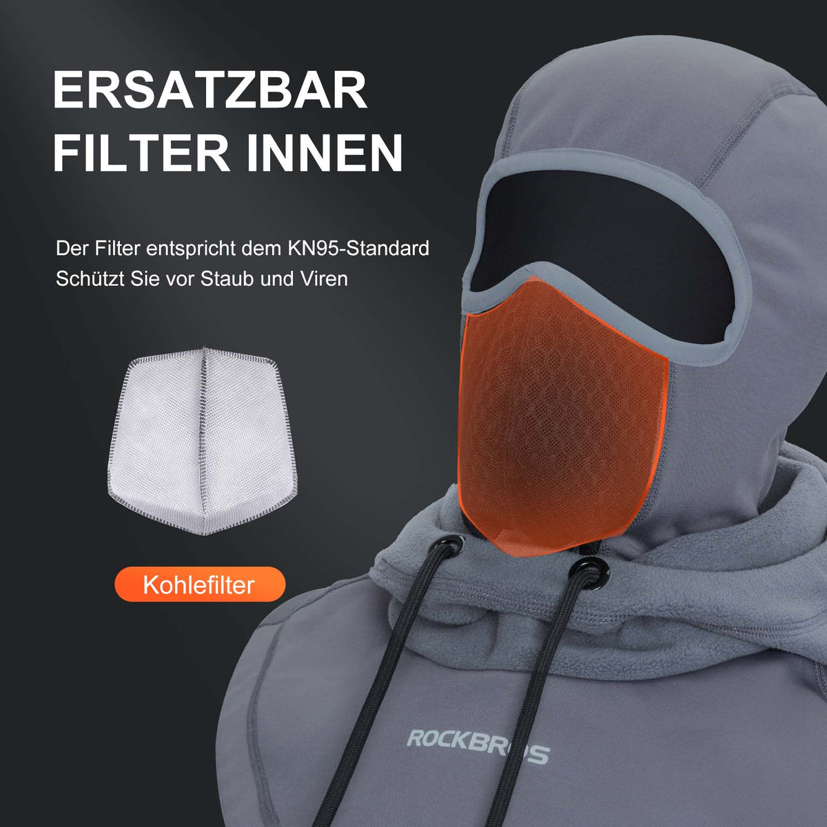 ROCKBROS Cagoule Coupe-Vent Vélo Full Face Masque Visage pour Cyclisme Ski