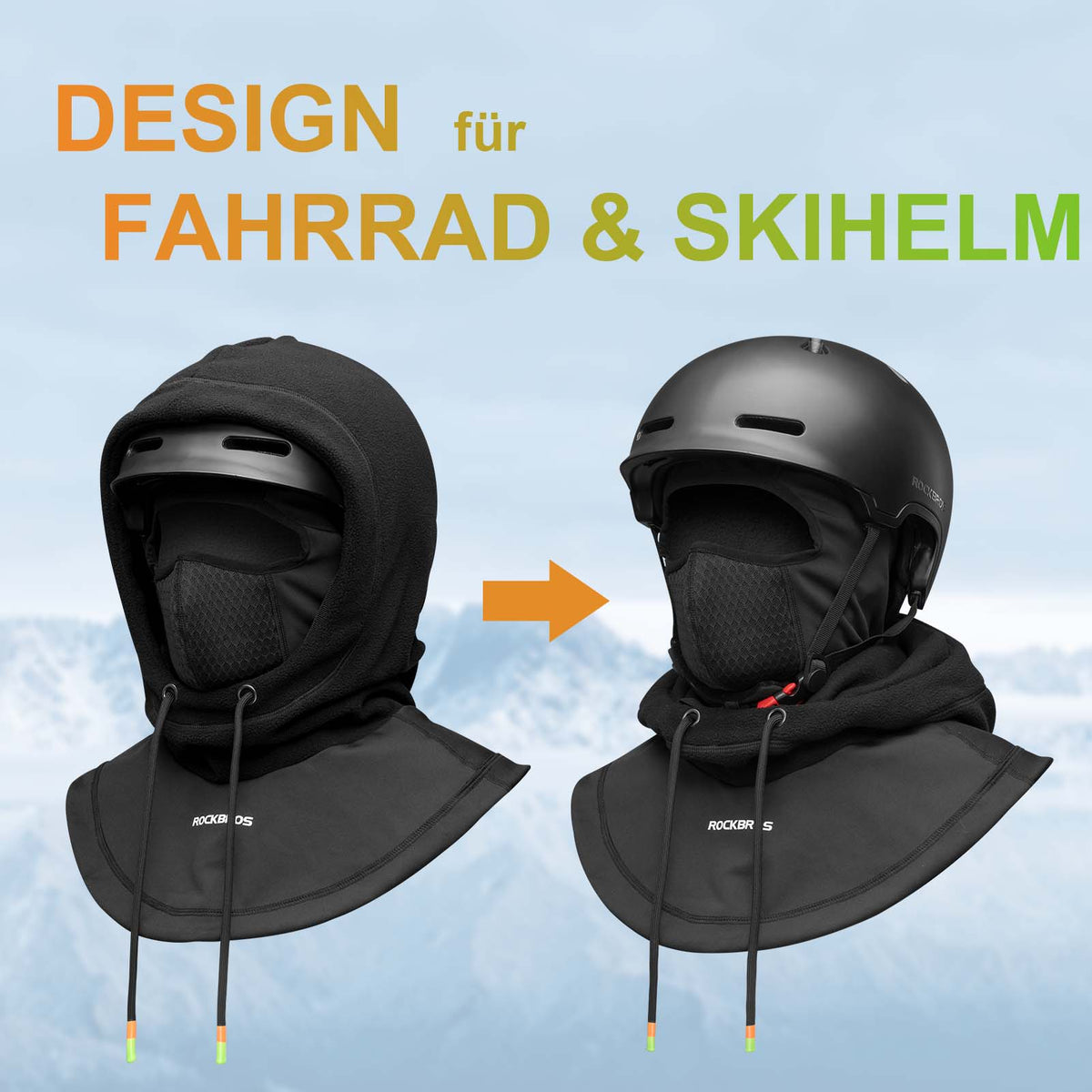 ROCKBROS Cagoule Coupe-Vent Vélo Full Face Masque Visage pour Cyclisme Ski