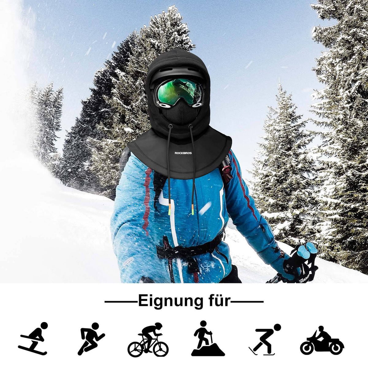 ROCKBROS Cagoule Coupe-Vent Vélo Full Face Masque Visage pour Cyclisme Ski