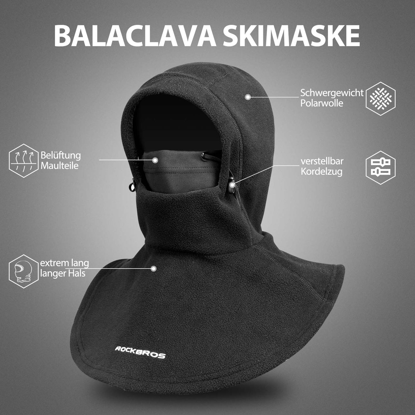 Cagoule d'hiver, plus chaude pour les sports de plein air, ROCKBROS