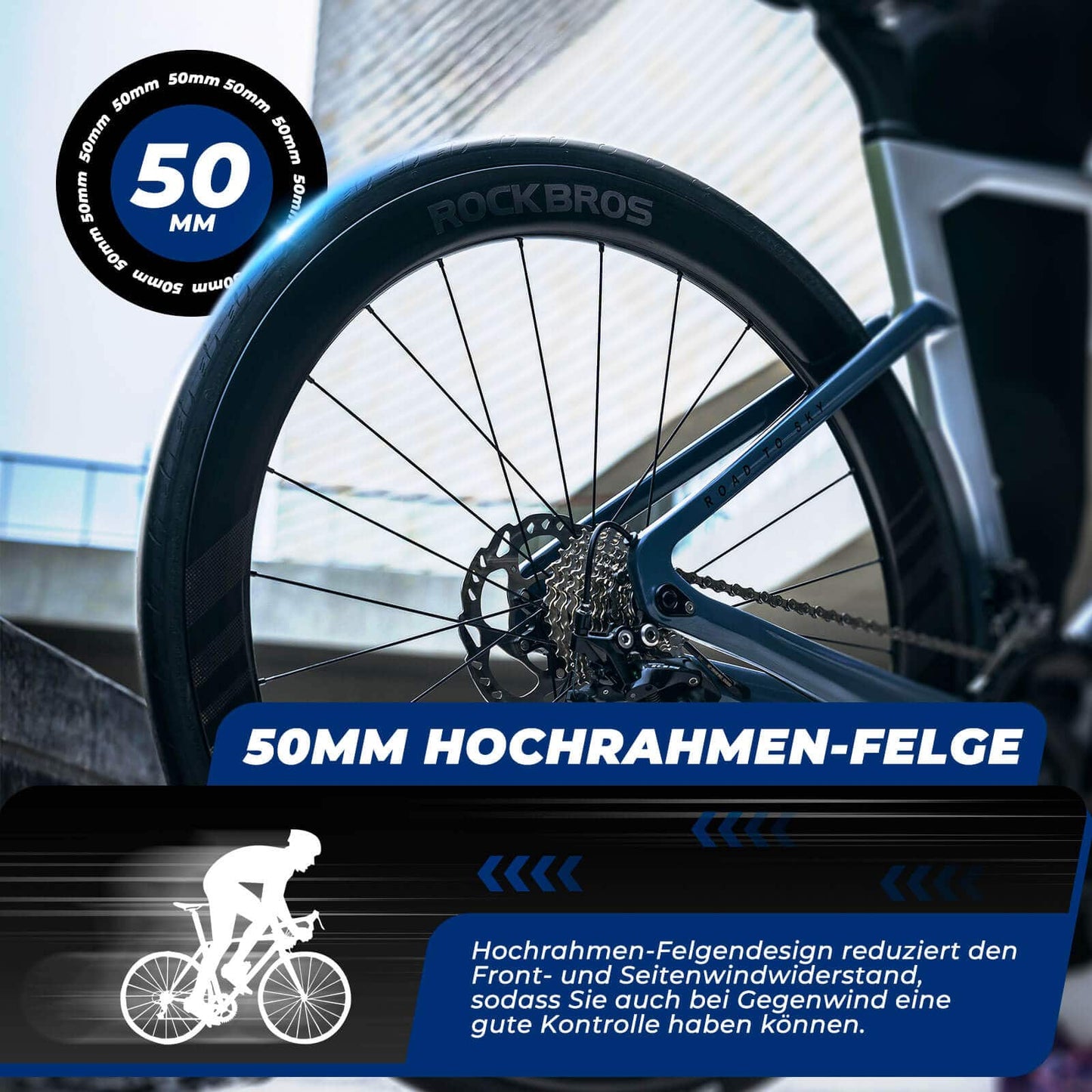Roues T700 en carbone 28" avec axe traversant de 50 mm pour freins à disque, compatibles avec vélos de route et transmissions Shimano 8-12 vitesses, 24 rayons, plateau 36 dents, roulements en acier, marque Rockbros.