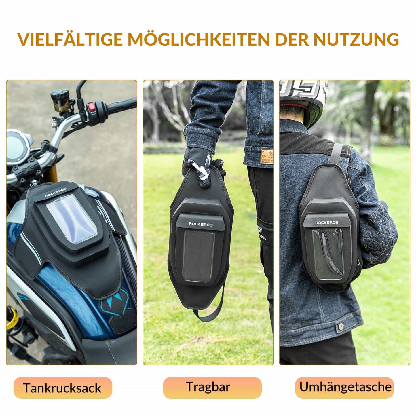 Sacoche de réservoir de moto ROCKBROS, sacoche de jambe avec ventouse magnétique