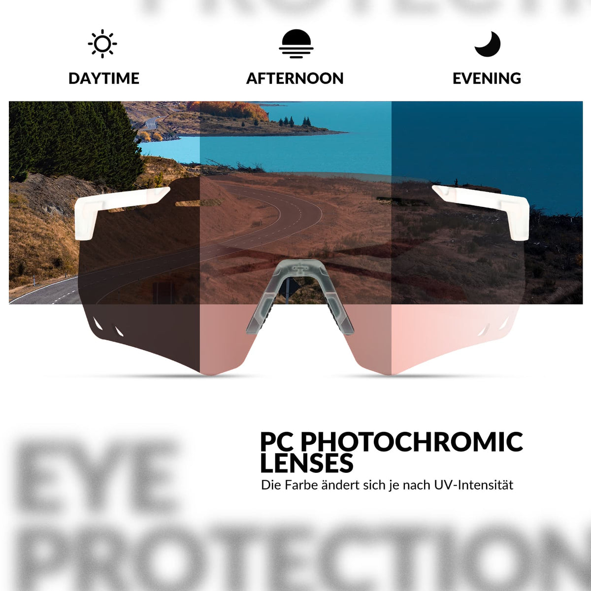 ROCKBROS Lunettes de vélo ultra-légères et photochromiques (UV400)