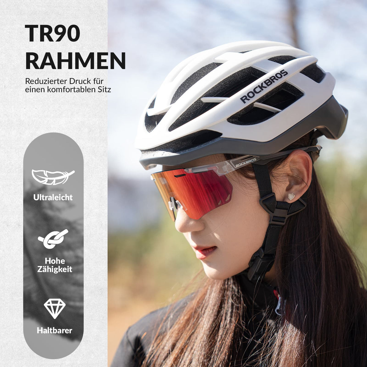 ROCKBROS Lunettes de vélo ultra-légères et photochromiques (UV400)