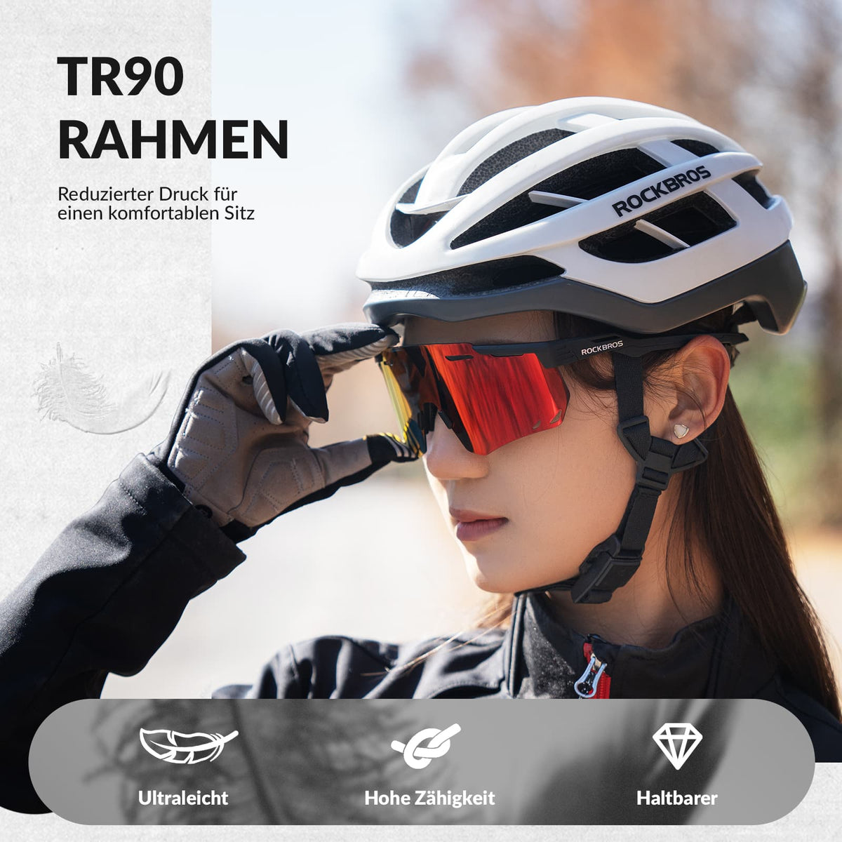 ROCKBROS Lunettes de vélo ultra-légères et photochromiques (UV400)