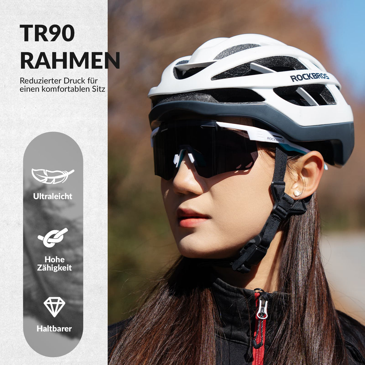 ROCKBROS Lunettes de vélo ultra-légères et photochromiques (UV400)