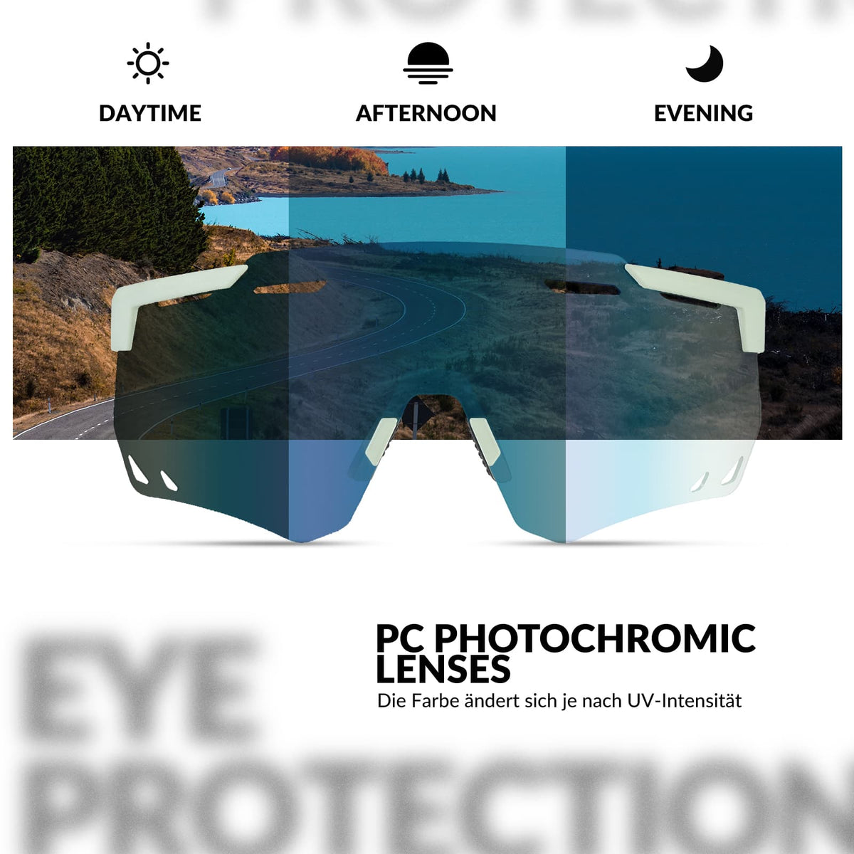 ROCKBROS Lunettes de vélo ultra-légères et photochromiques (UV400)