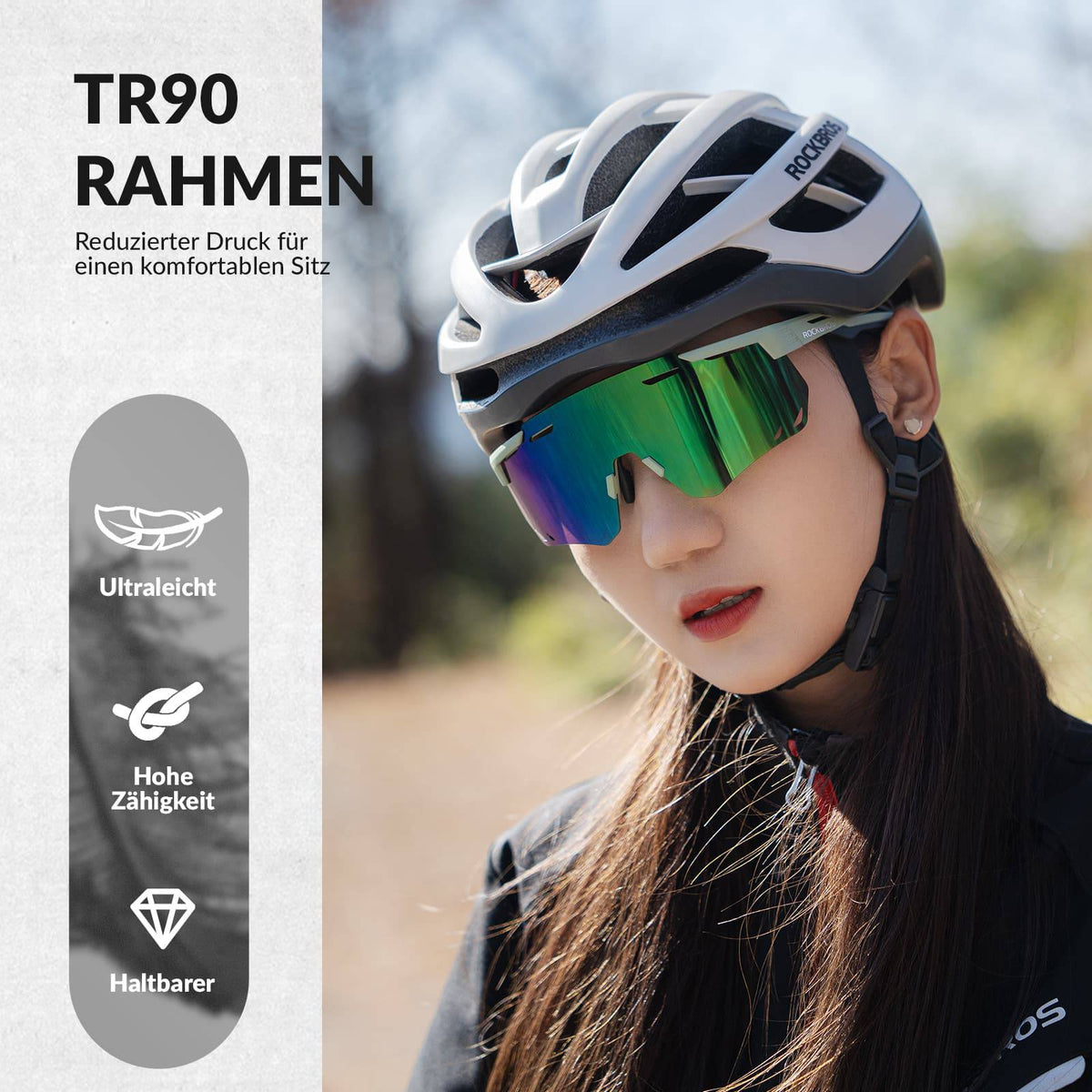 ROCKBROS Lunettes de vélo ultra-légères et photochromiques (UV400)