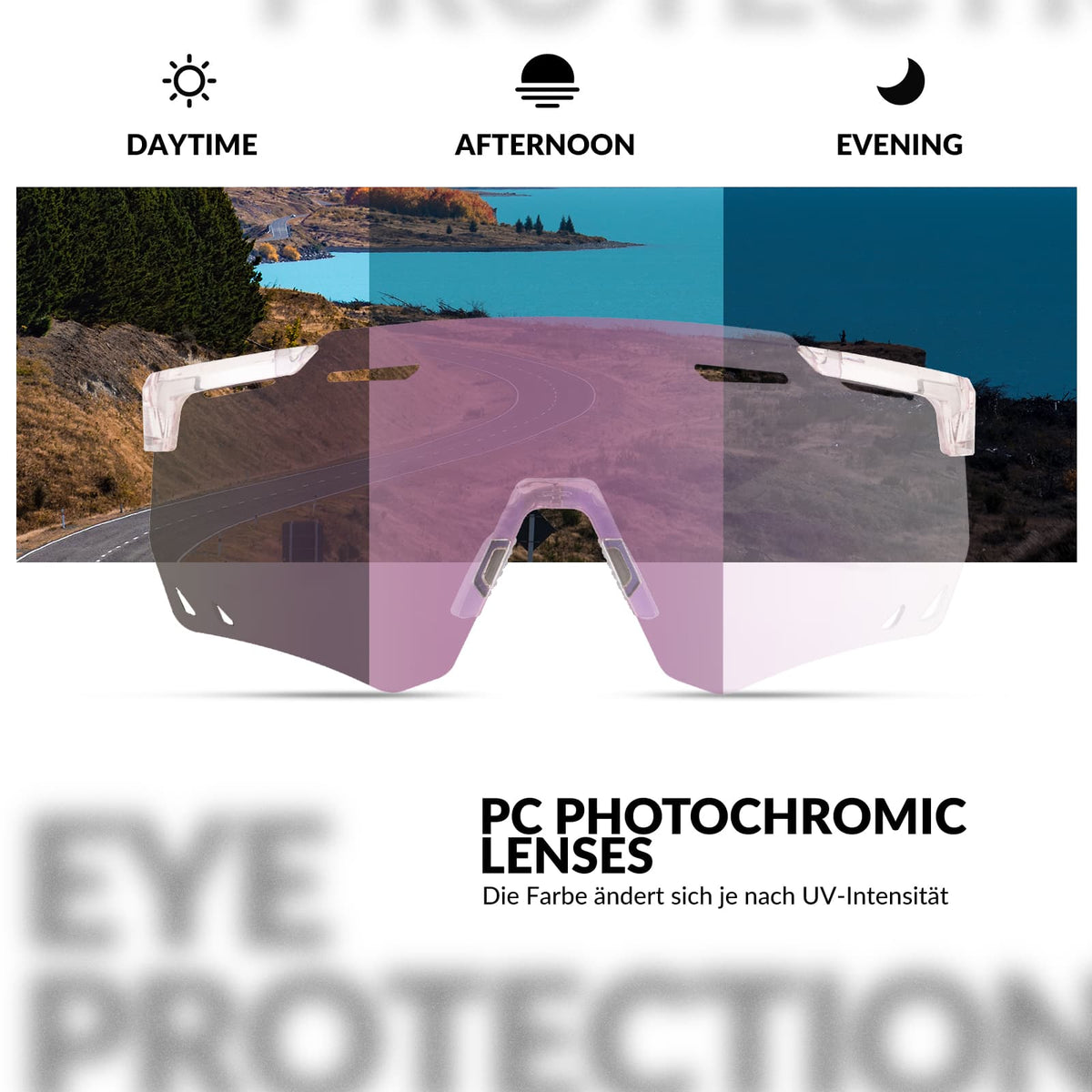 ROCKBROS Lunettes de vélo ultra-légères et photochromiques (UV400)