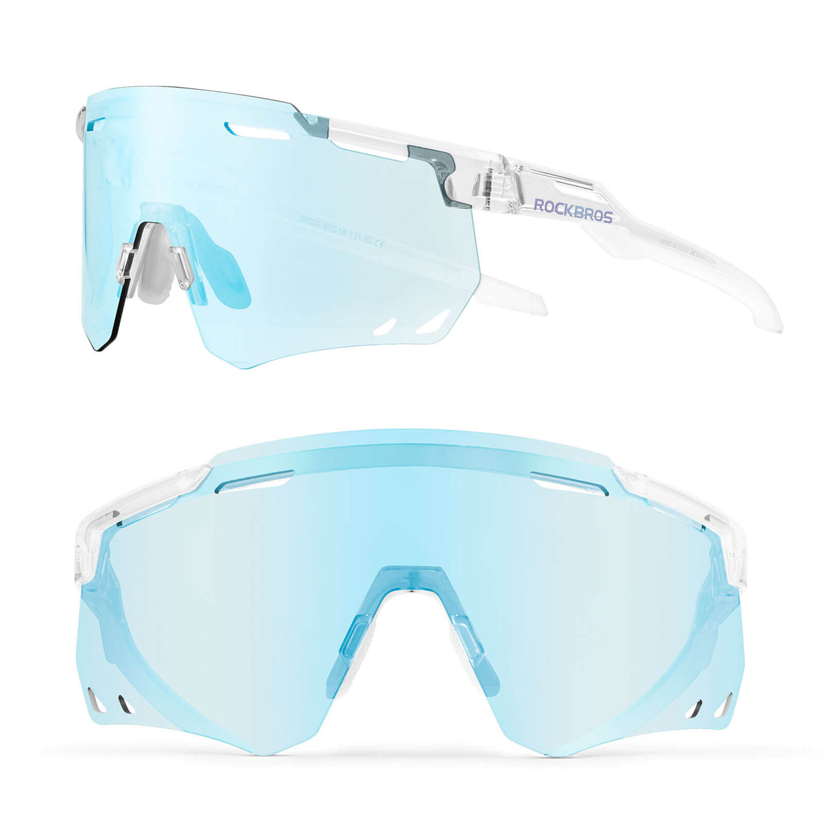 ROCKBROS Lunettes de vélo ultra-légères et photochromiques (UV400)
