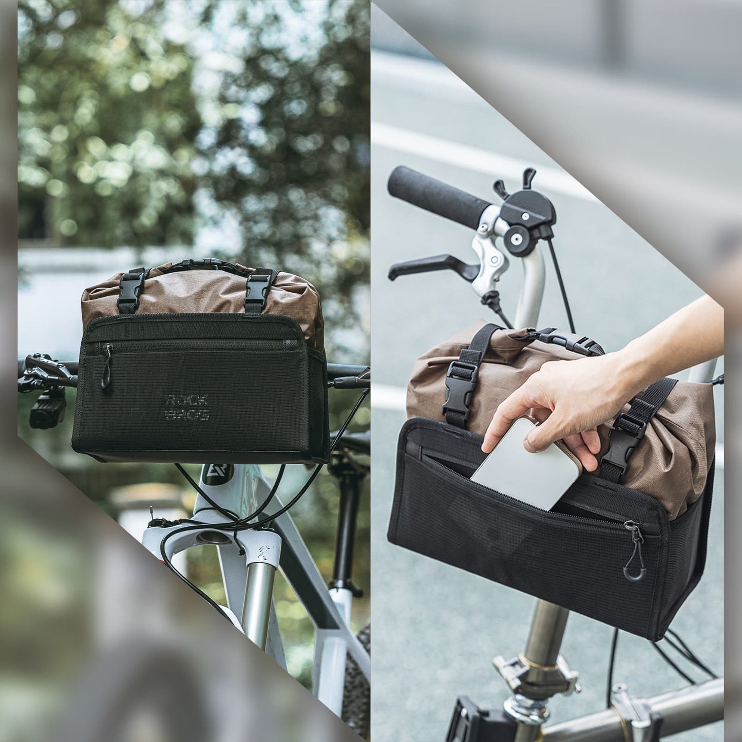 Sacoche de guidon étanche, panier de vélo amovible, env. 5,5 L, ROCKBROS