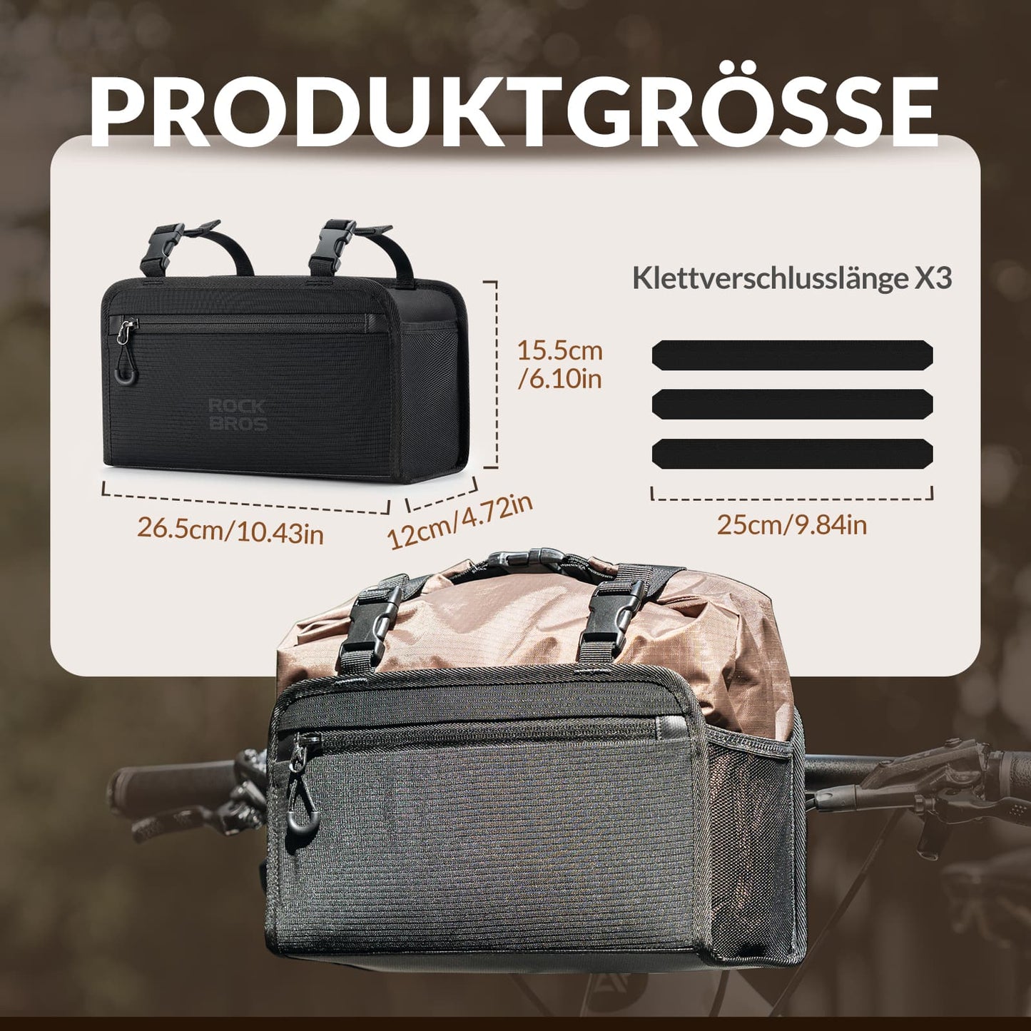 Sacoche de guidon étanche, panier de vélo amovible, env. 5,5 L, ROCKBROS
