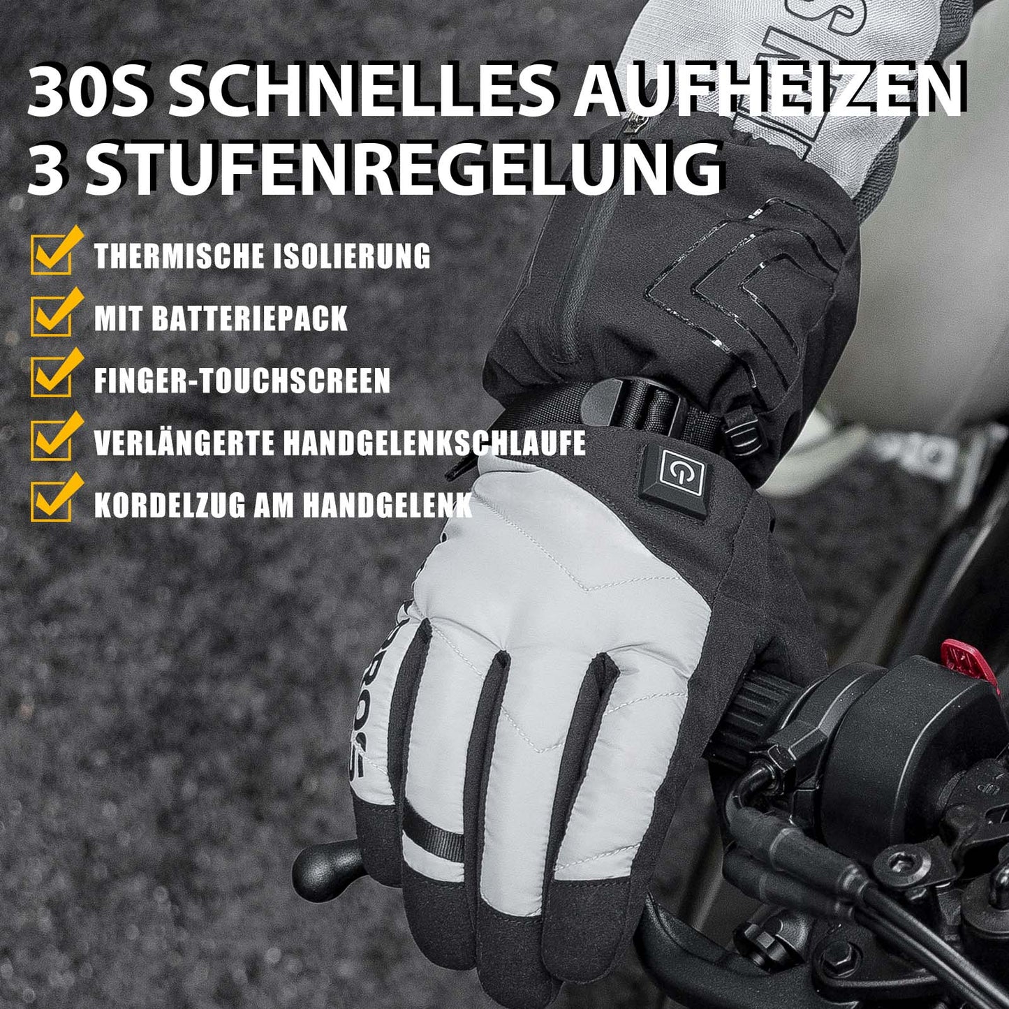Gants d'hiver chauffants pour cyclisme avec batterie M-XL ROCKBROS