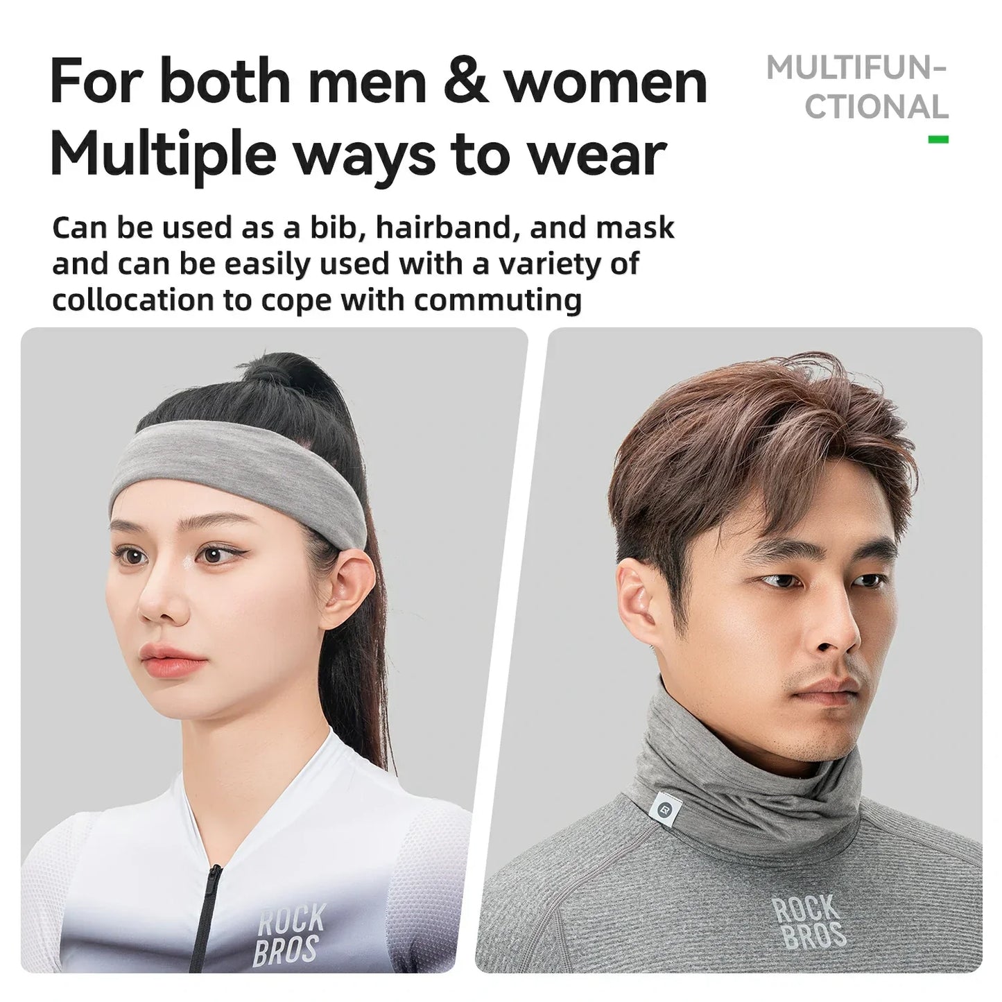 Foulard/écharpe tubulaire thermique d'hiver en laine ROCKBROS