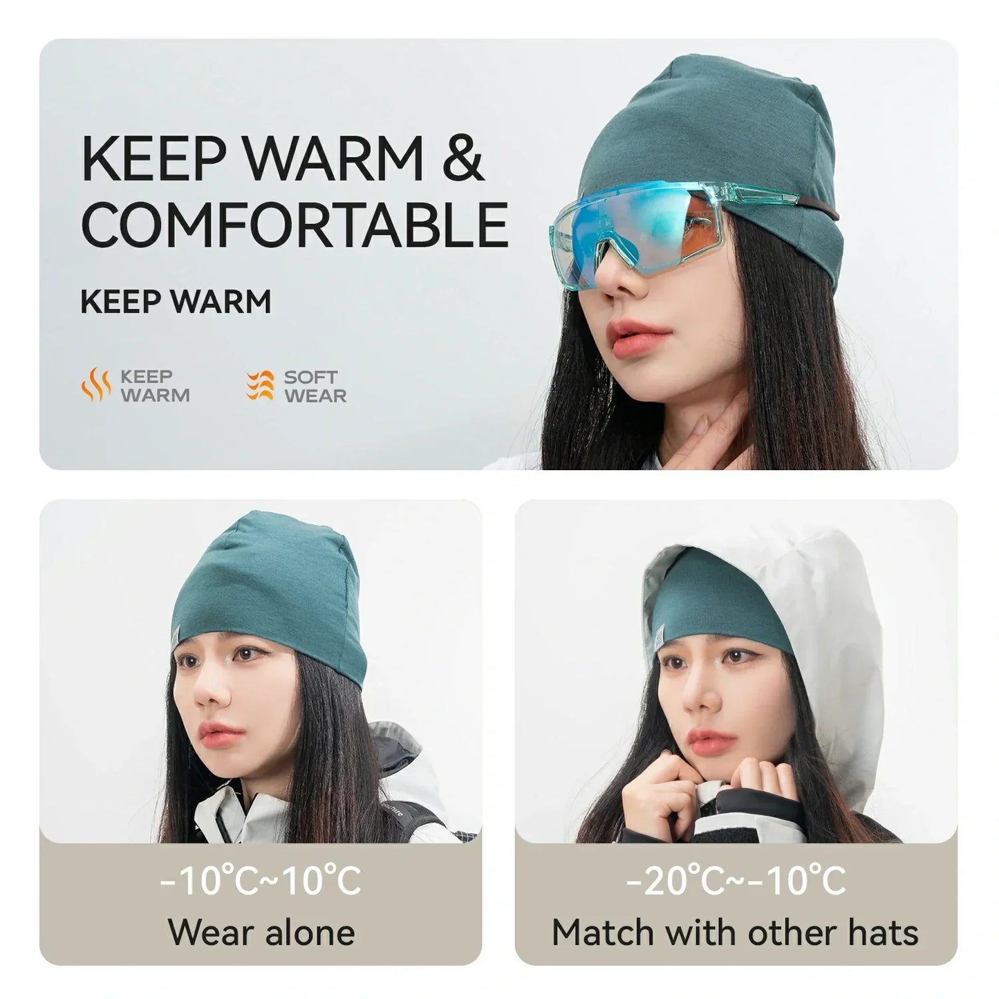 Bonnet d'hiver thermique en laine ROCKBROS