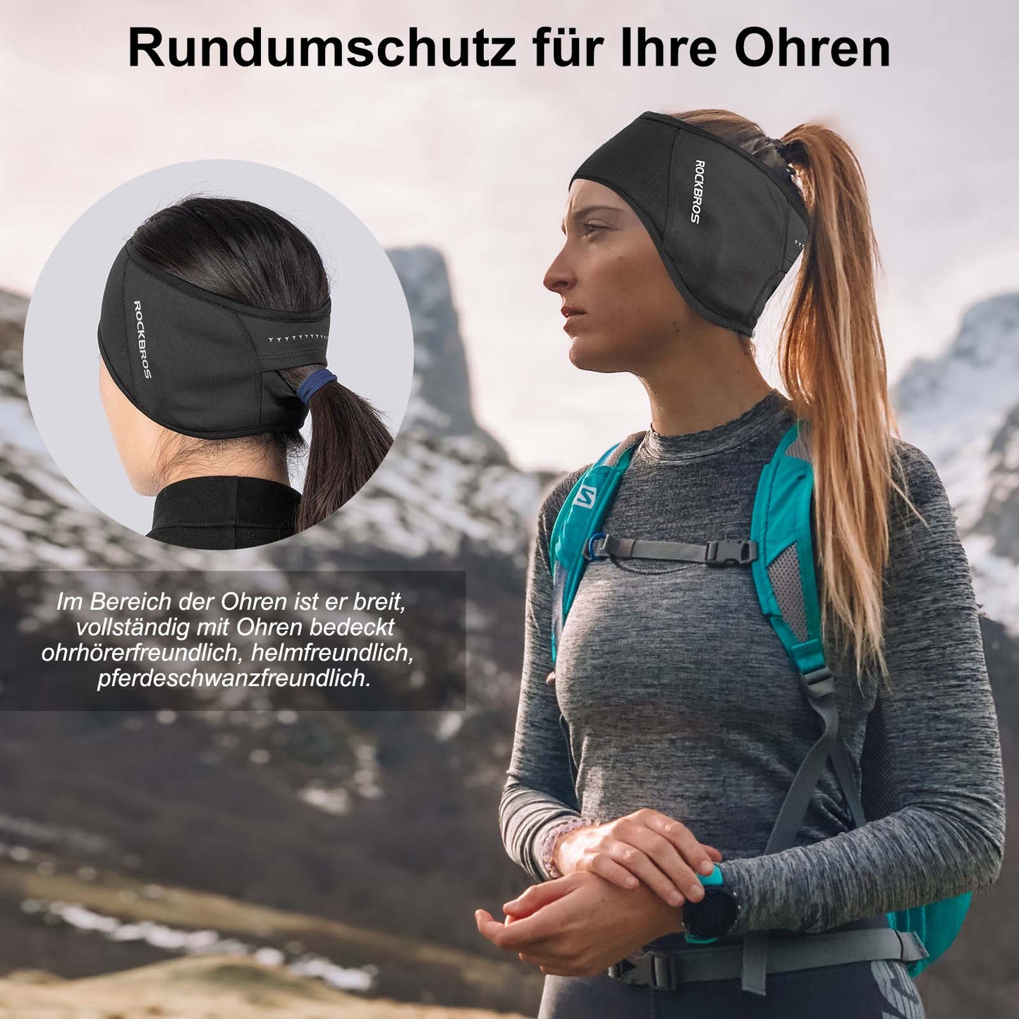 Bandeaux cache-oreilles thermiques d'hiver pour le cyclisme, pour hommes et femmes, ROCKBROS