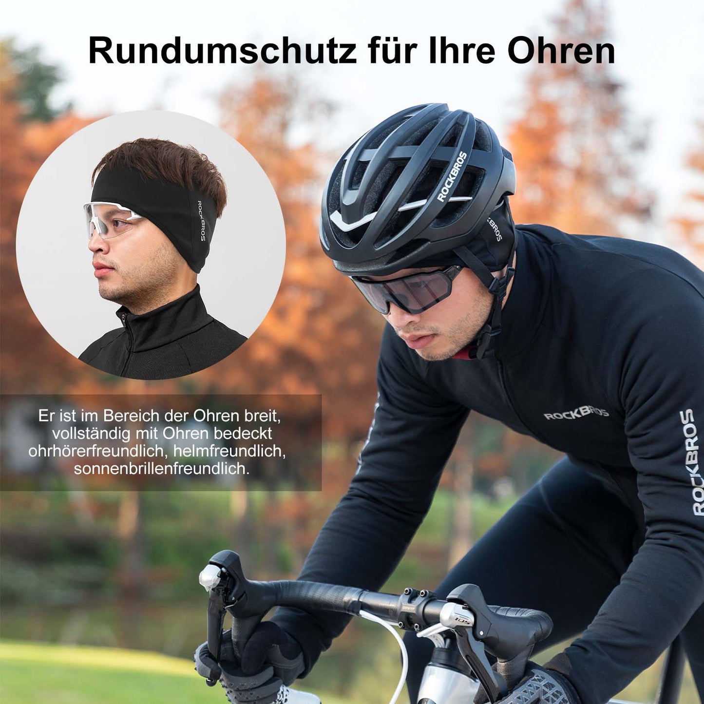 Bandeaux cache-oreilles thermiques d'hiver pour le cyclisme, pour hommes et femmes, ROCKBROS