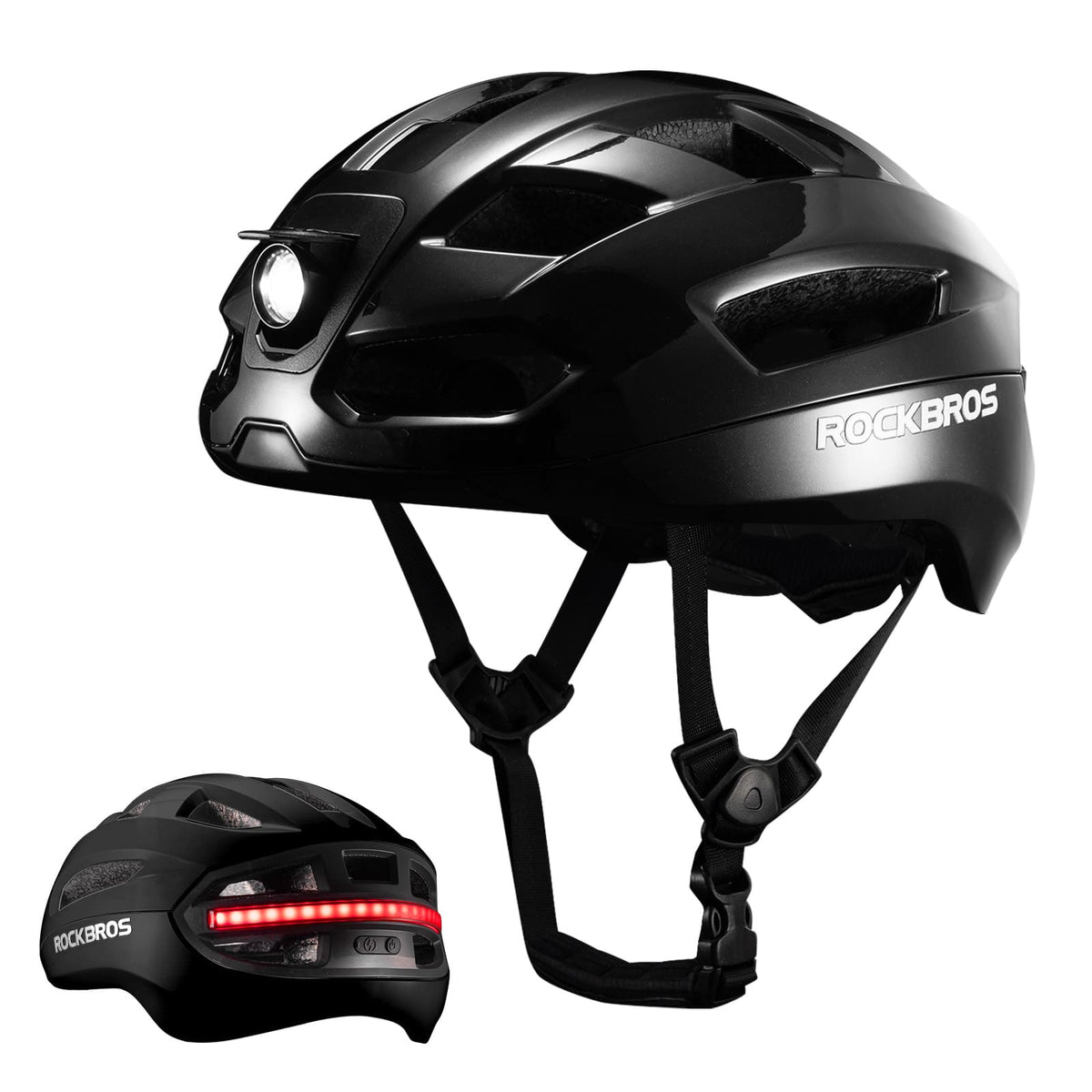 ROCKBROS Casque de vélo intelligent télécommandé avec éclairage