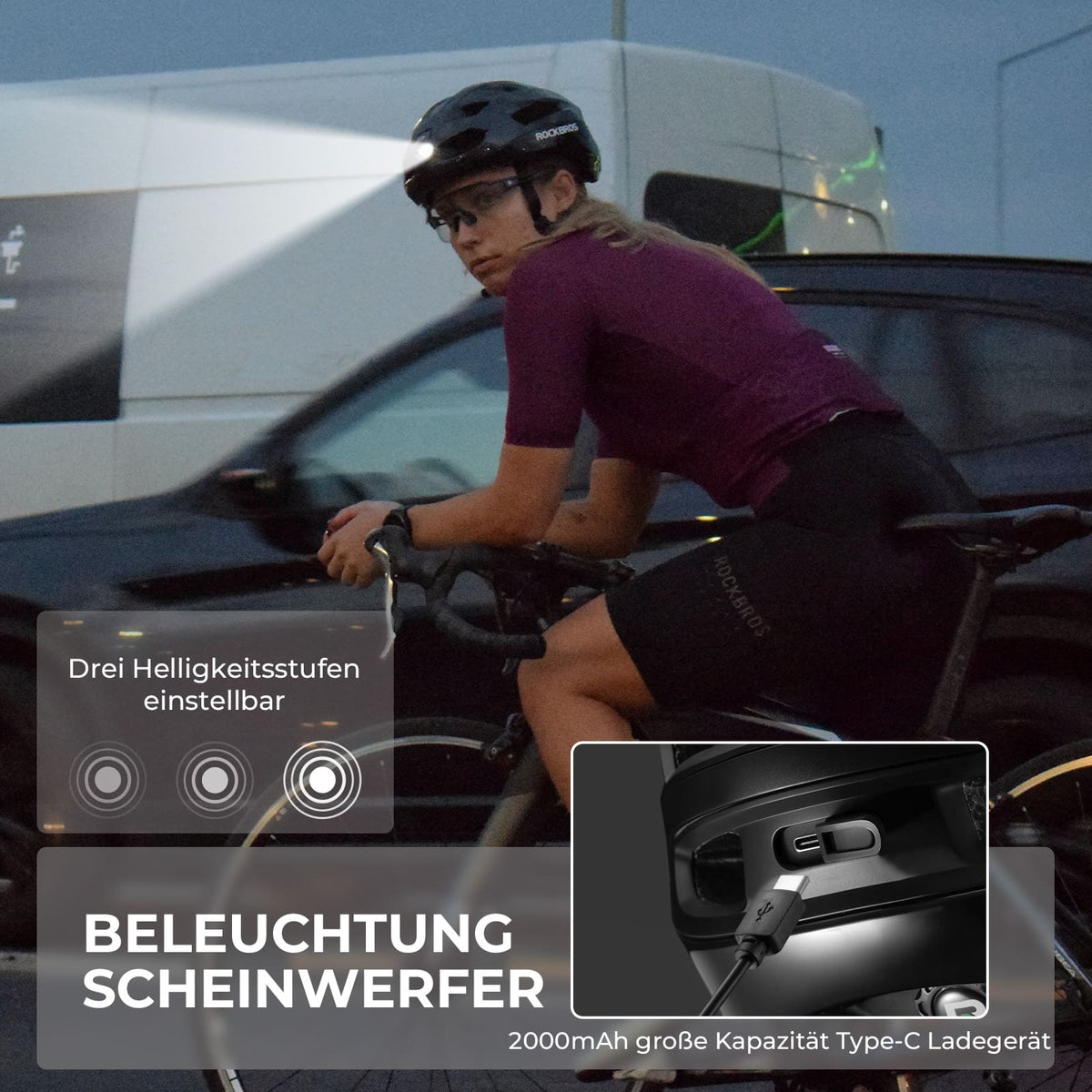 ROCKBROS Casque de vélo intelligent télécommandé avec éclairage