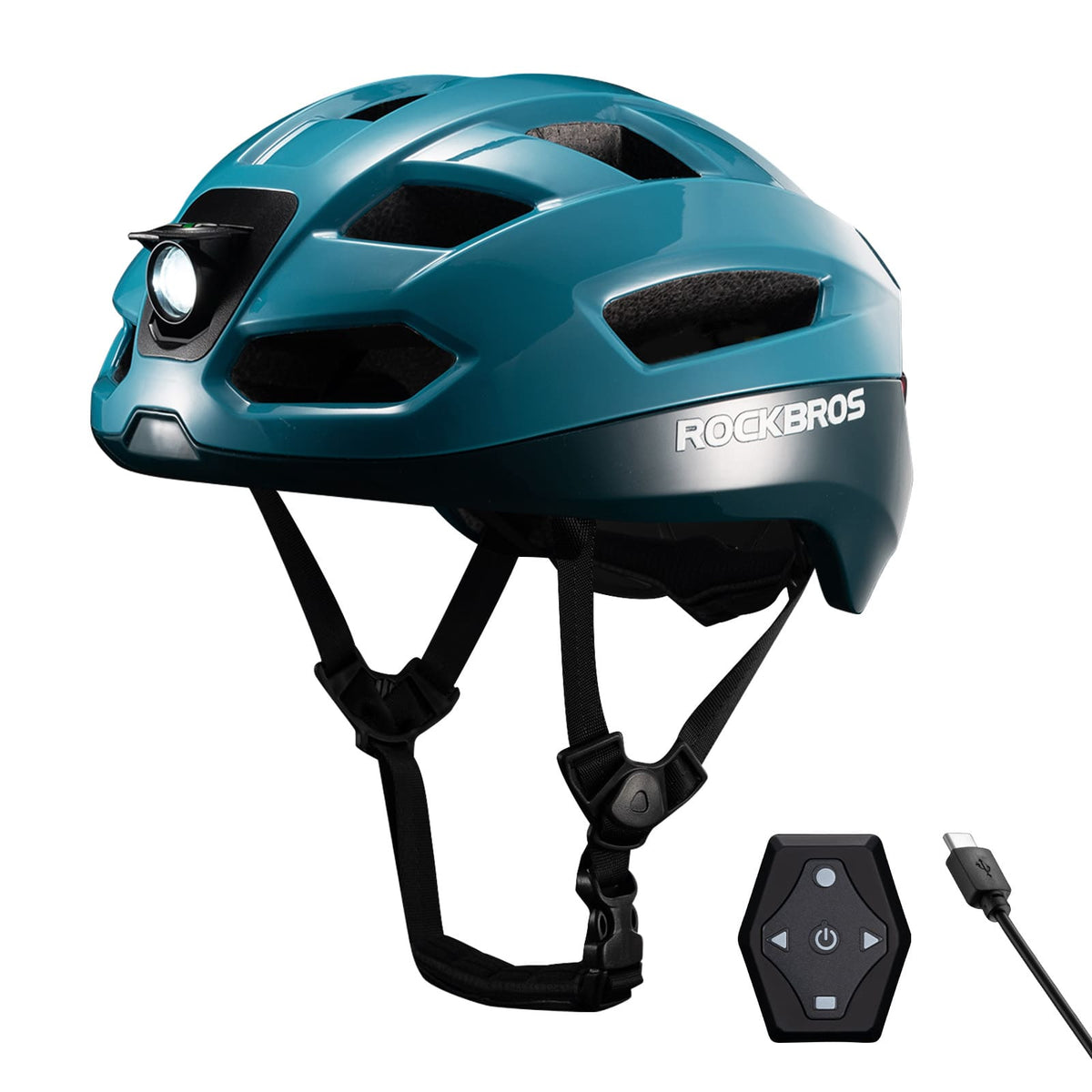 ROCKBROS Casque de vélo intelligent télécommandé avec éclairage
