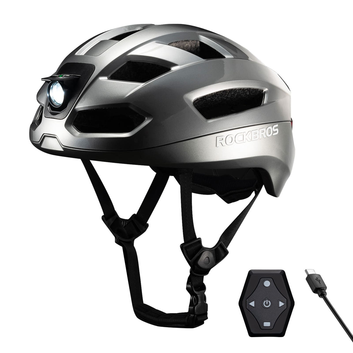 ROCKBROS Casque de vélo intelligent télécommandé avec éclairage