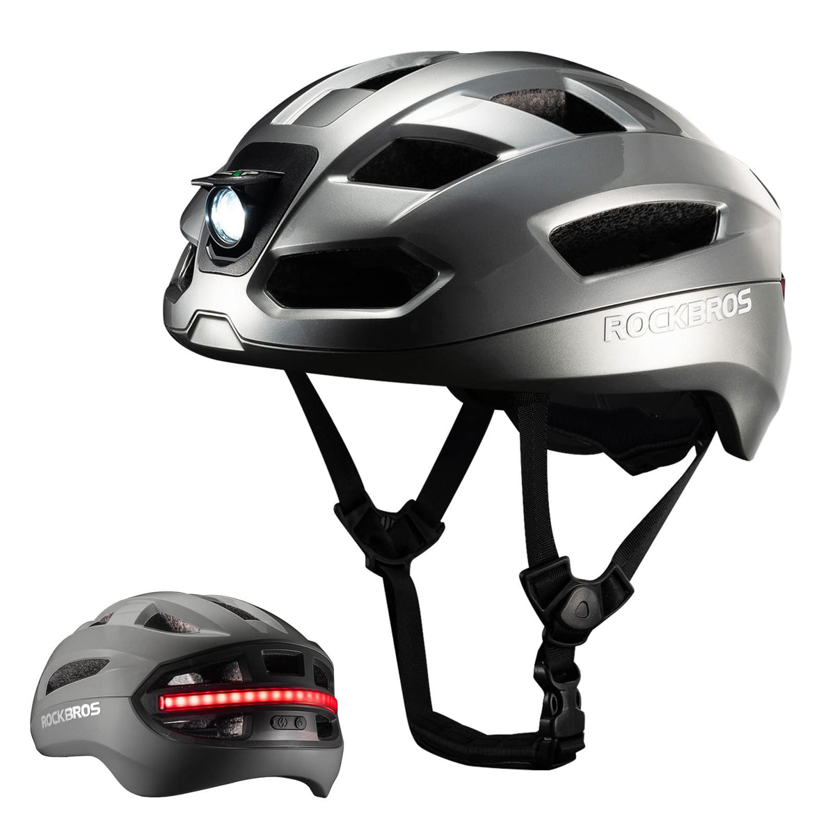 ROCKBROS Casque de vélo intelligent télécommandé avec éclairage