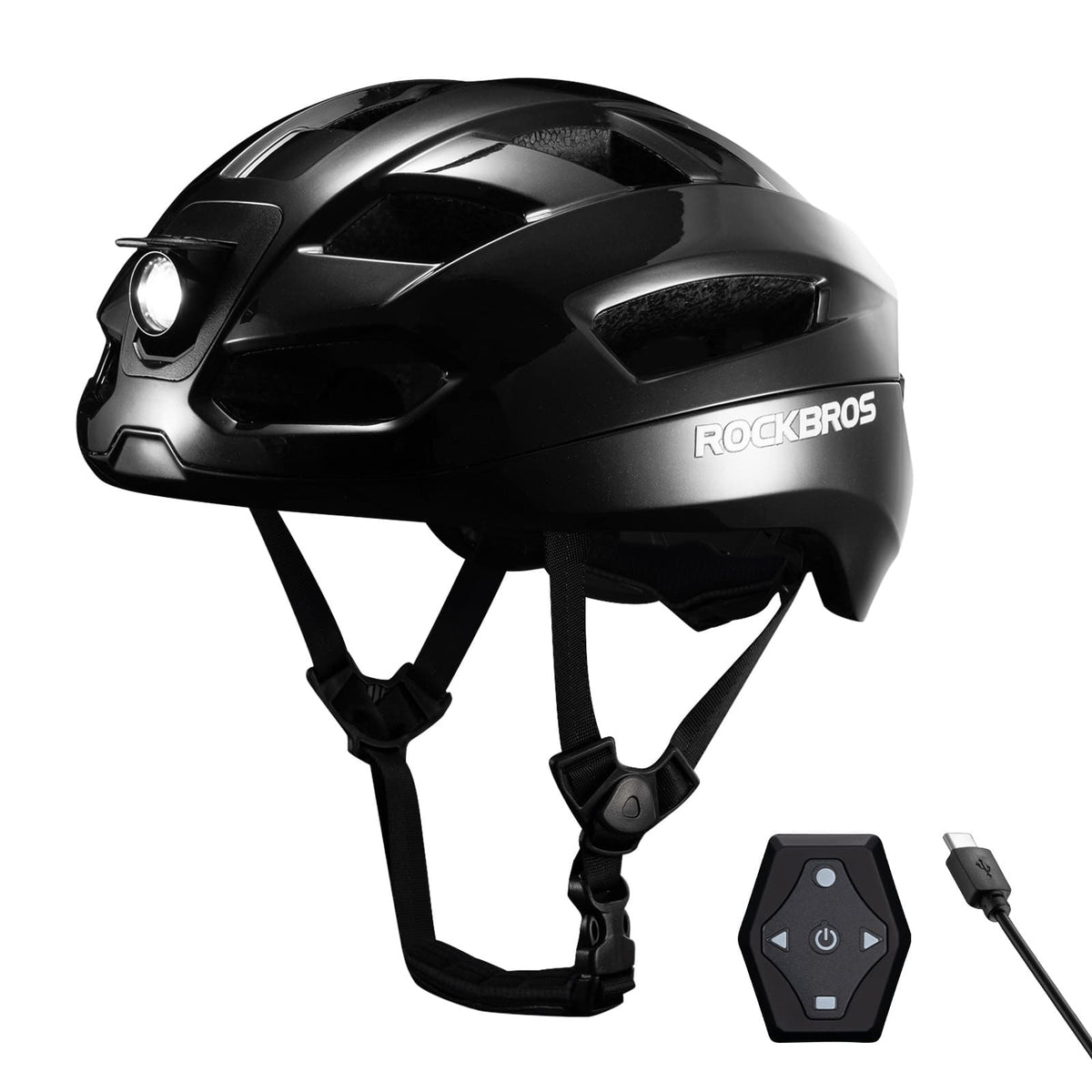 ROCKBROS Casque de vélo intelligent télécommandé avec éclairage