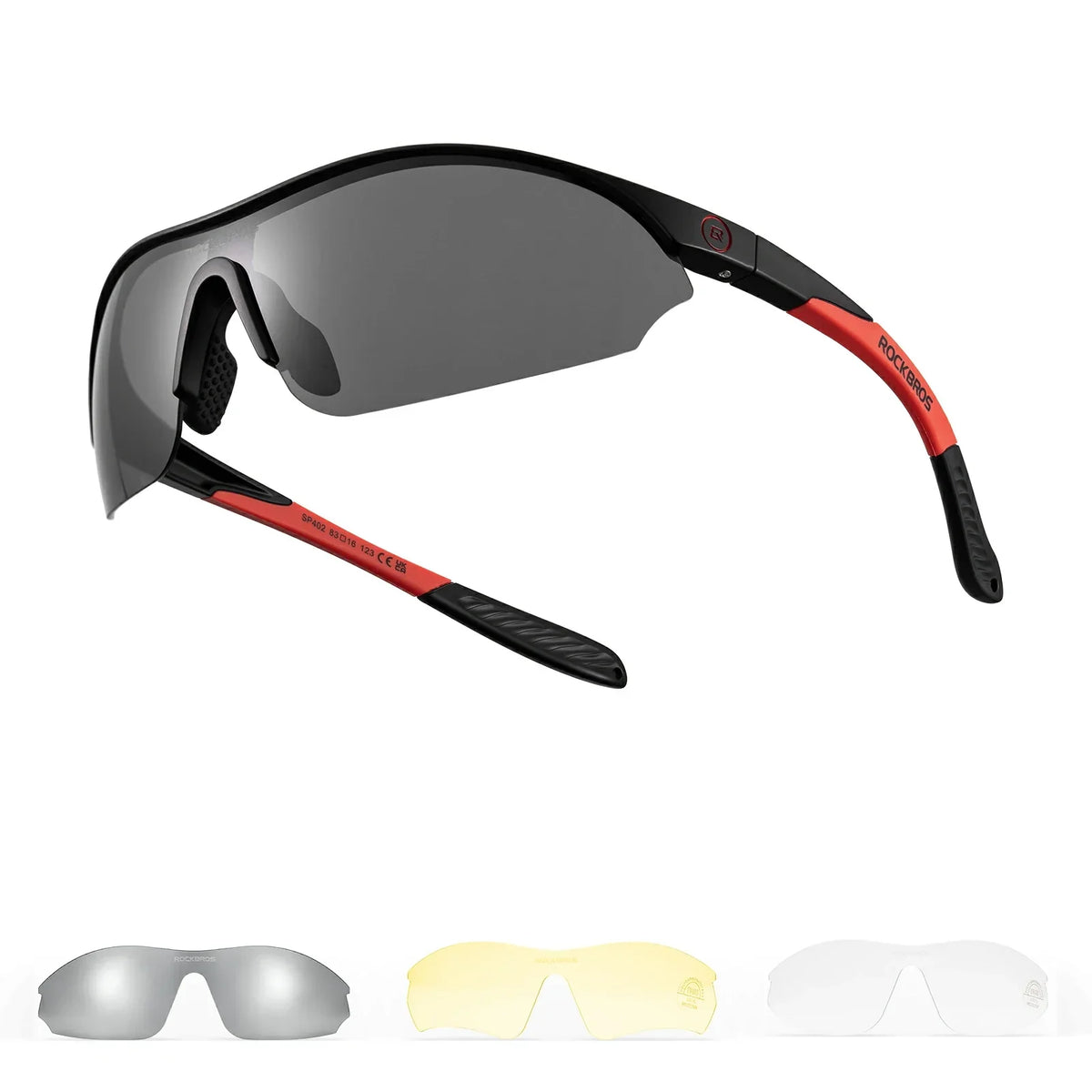 Lunettes de soleil de cyclisme sportif ROCKBROS avec 3 verres UV400 interchangeables