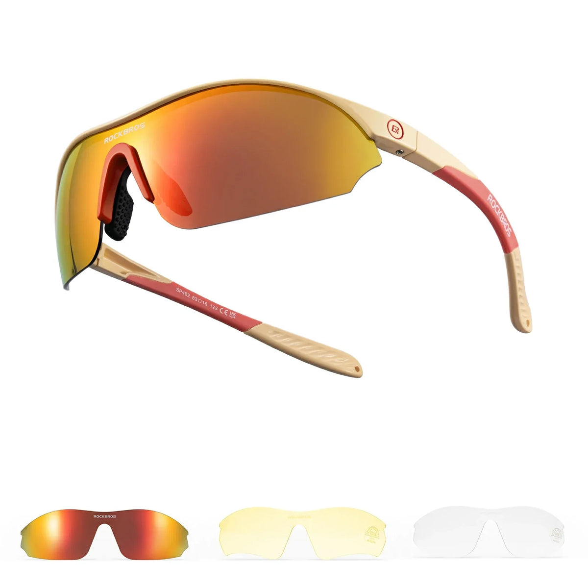 Lunettes de soleil de cyclisme sportif ROCKBROS avec 3 verres UV400 interchangeables