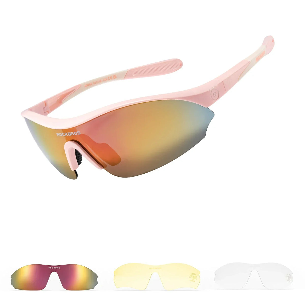 Lunettes de soleil de cyclisme sportif ROCKBROS avec 3 verres UV400 interchangeables