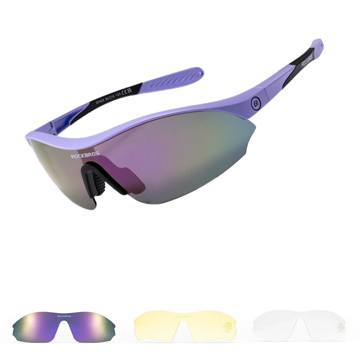 Lunettes de soleil de cyclisme sportif ROCKBROS avec 3 verres UV400 interchangeables