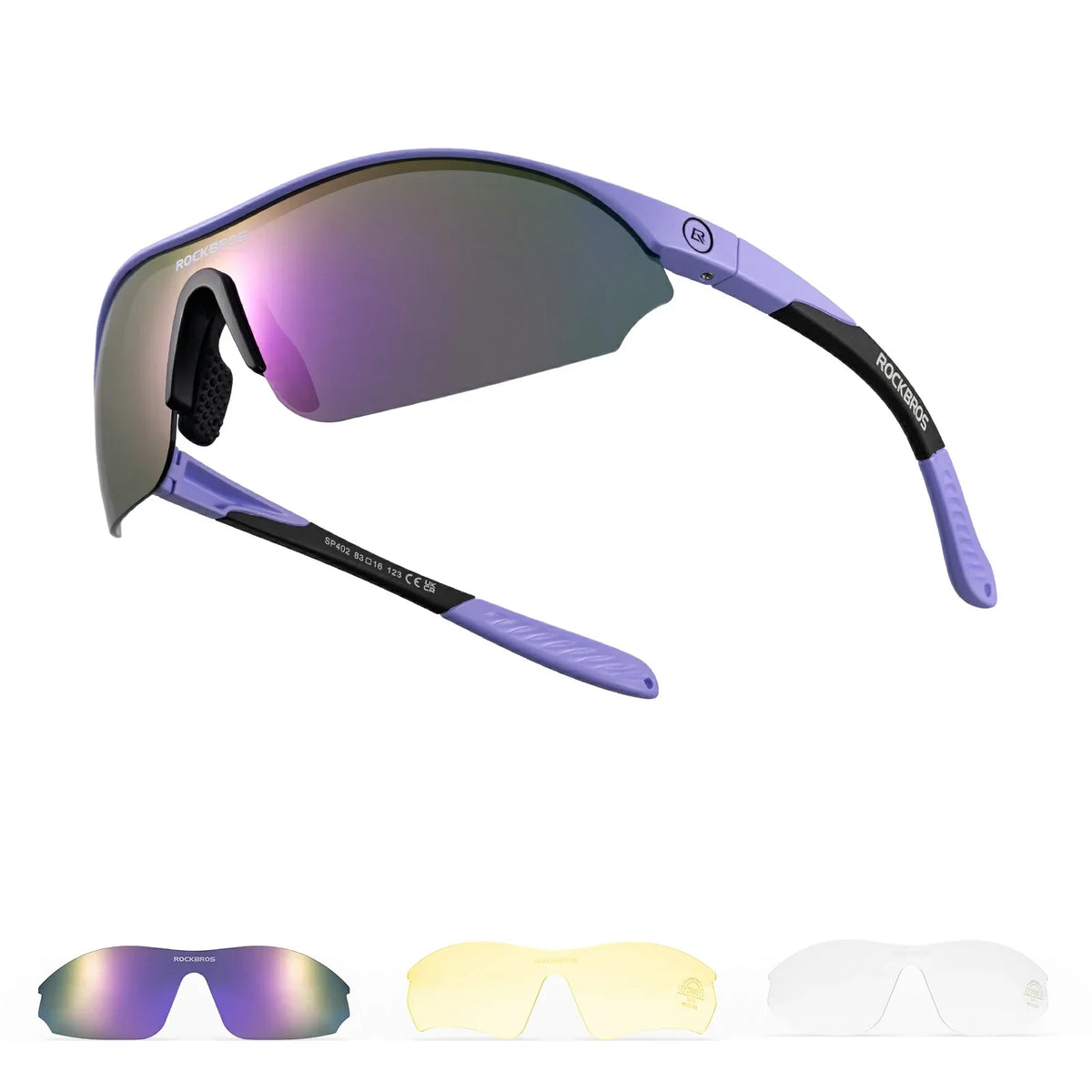 Lunettes de soleil de cyclisme sportif ROCKBROS avec 3 verres UV400 interchangeables