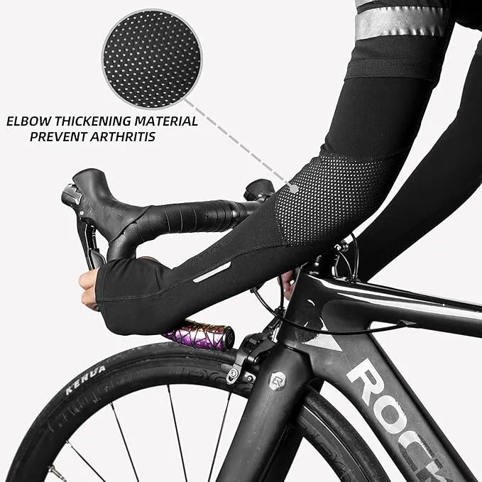 ROCKBROS Manchettes de vélo en polaire d'hiver avec passant pour pouce