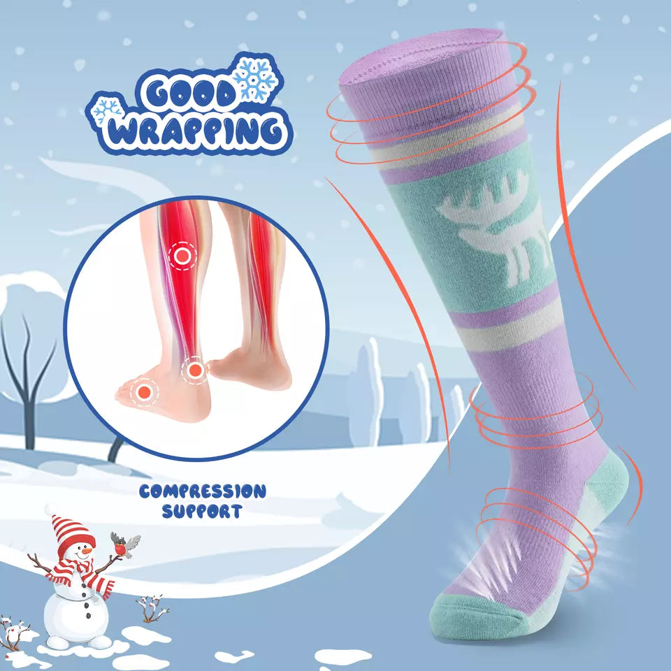 Qunature chaussettes de ski chaussettes d'hiver pour enfants/garçons chaussettes de ski avec laine 1 paire