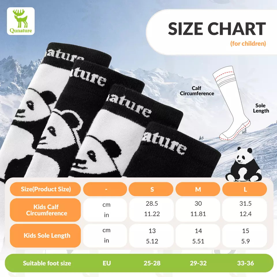 Qunature chaussettes de ski chaussettes d'hiver pour enfants/garçons chaussettes de ski avec laine 1 paire