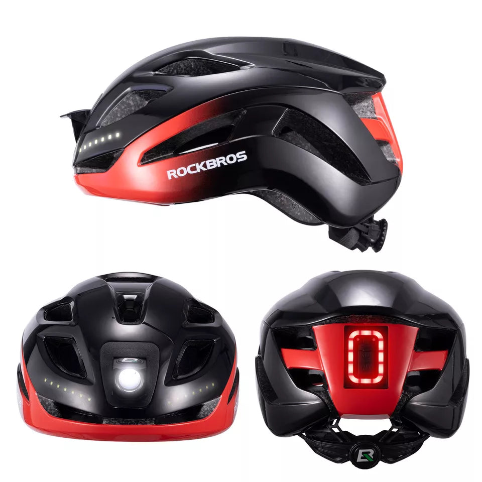 ROCKBROS casque de vélo casque de vélo avec voyant d'avertissement de sécurité casque de protection 57-61 cm