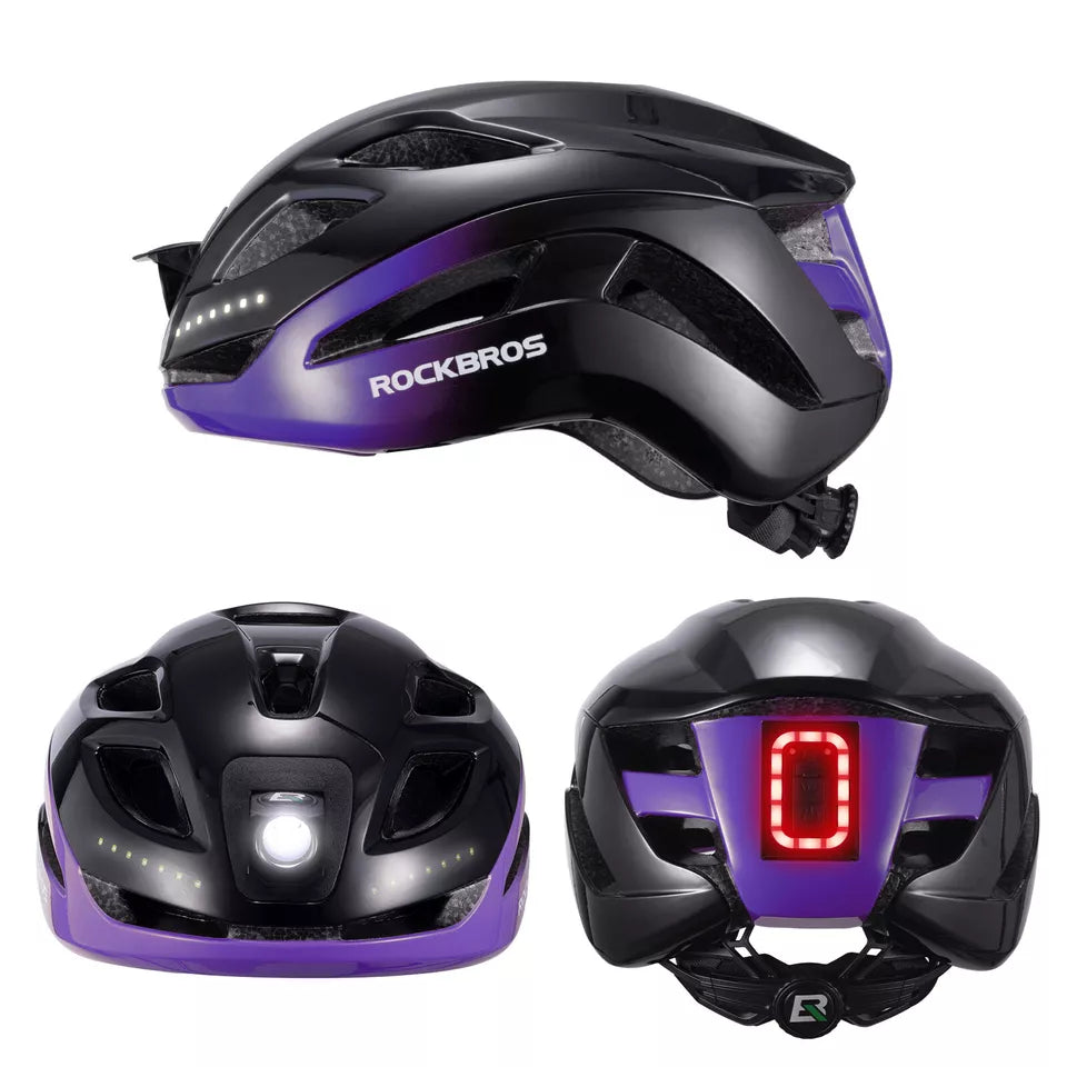 ROCKBROS casque de vélo casque de vélo avec voyant d'avertissement de sécurité casque de protection 57-61 cm