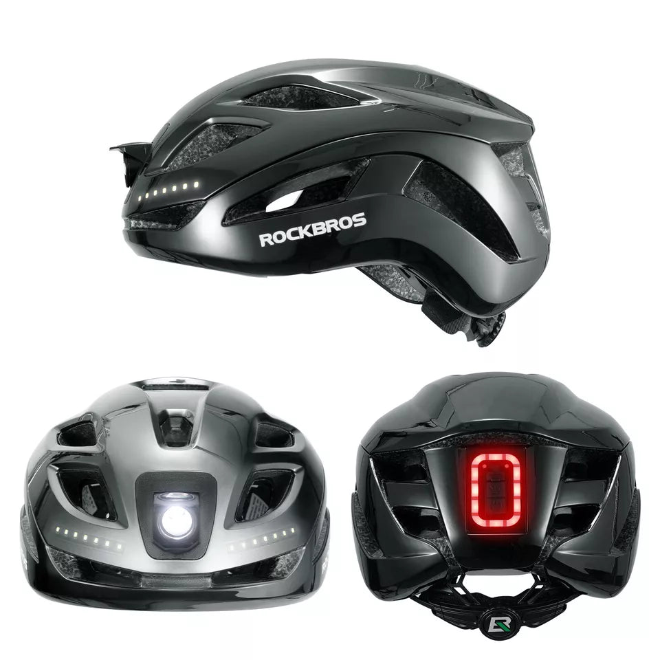 ROCKBROS casque de vélo casque de vélo avec voyant d'avertissement de sécurité casque de protection 57-61 cm