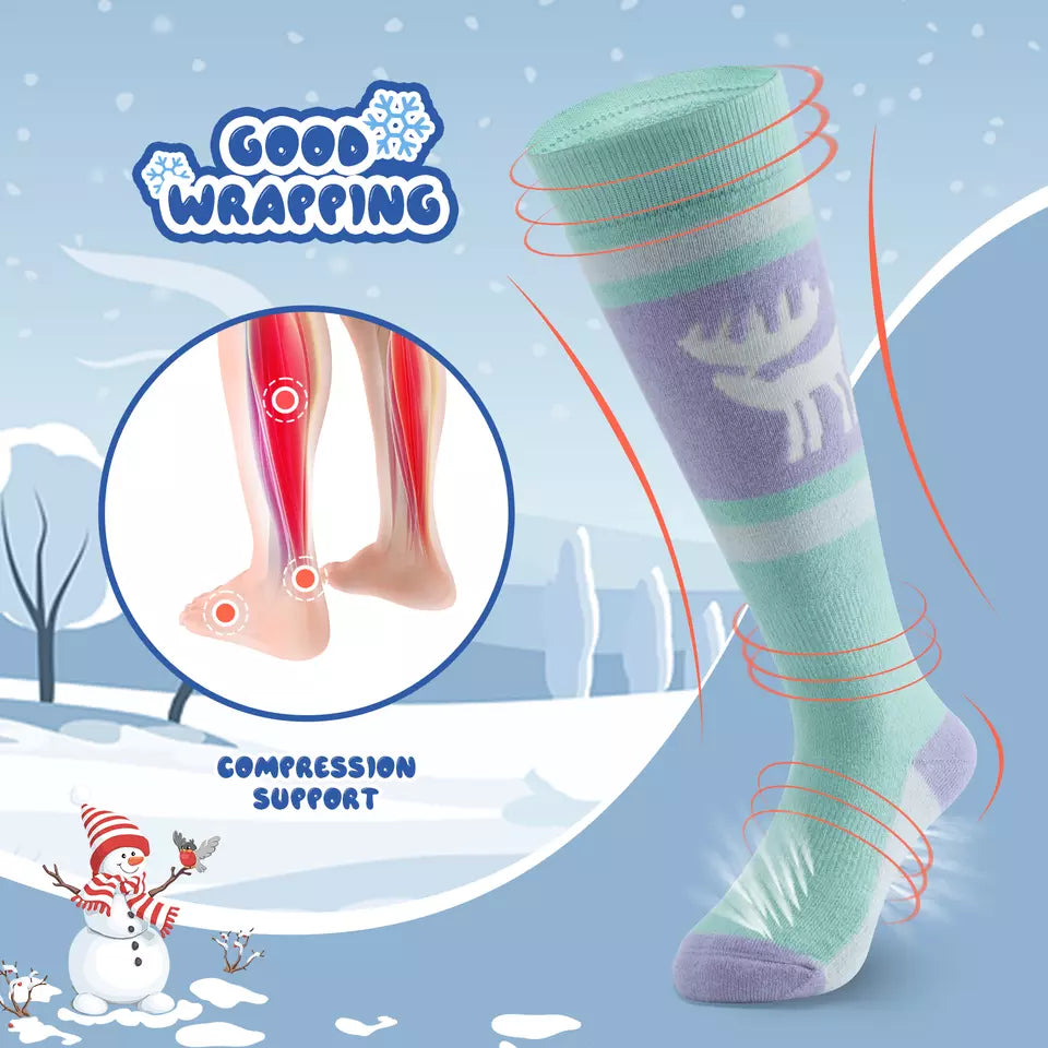 Qunature chaussettes de ski chaussettes d'hiver pour enfants/garçons chaussettes de ski avec laine 1 paire